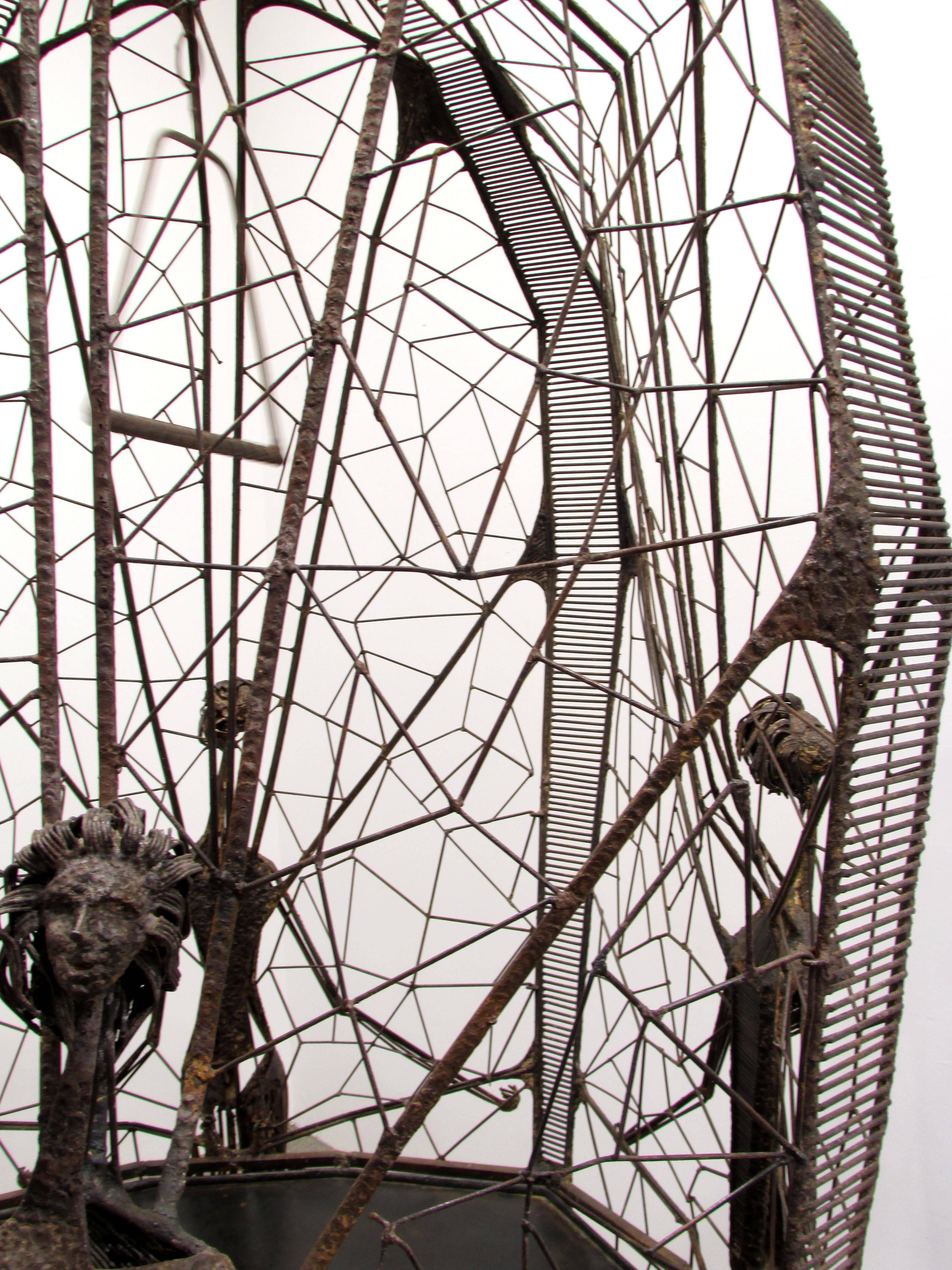 Mid-20th Century Huge Spider Web Sculptural Birdcage