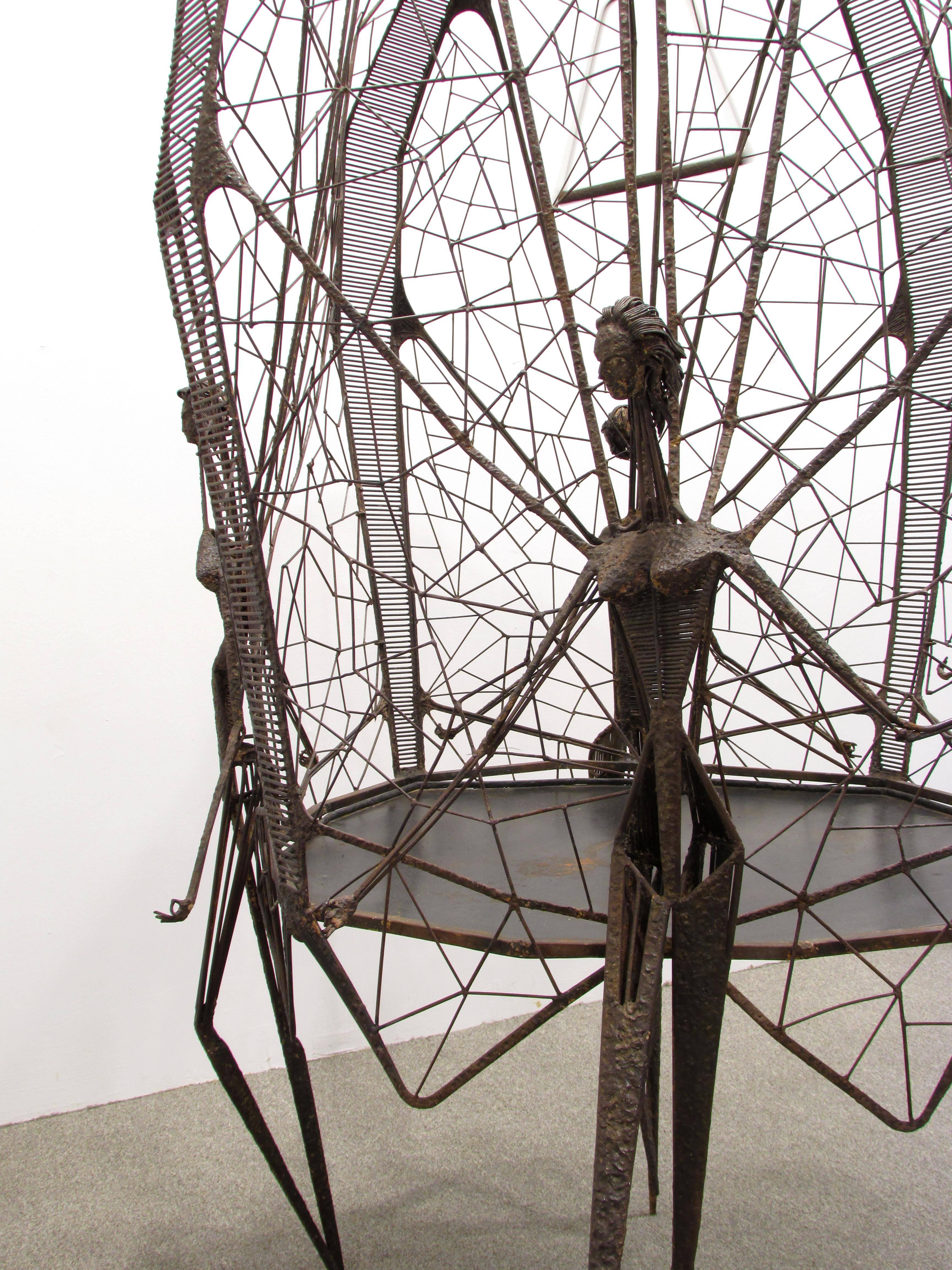 Welded Huge Spider Web Sculptural Birdcage