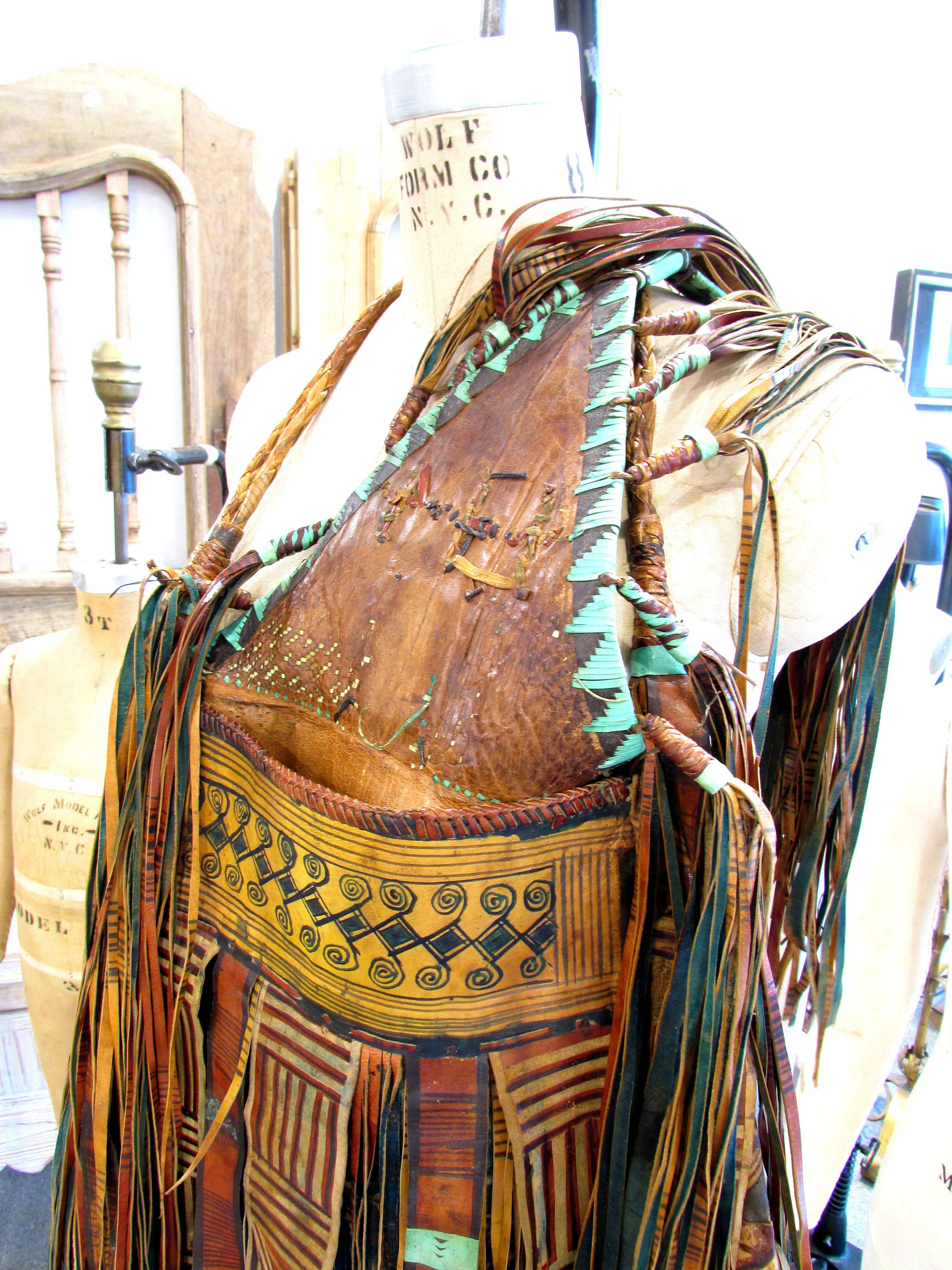 Vintage Hippie Fringe Leather Handbag from Tuareg, Nigeria 4