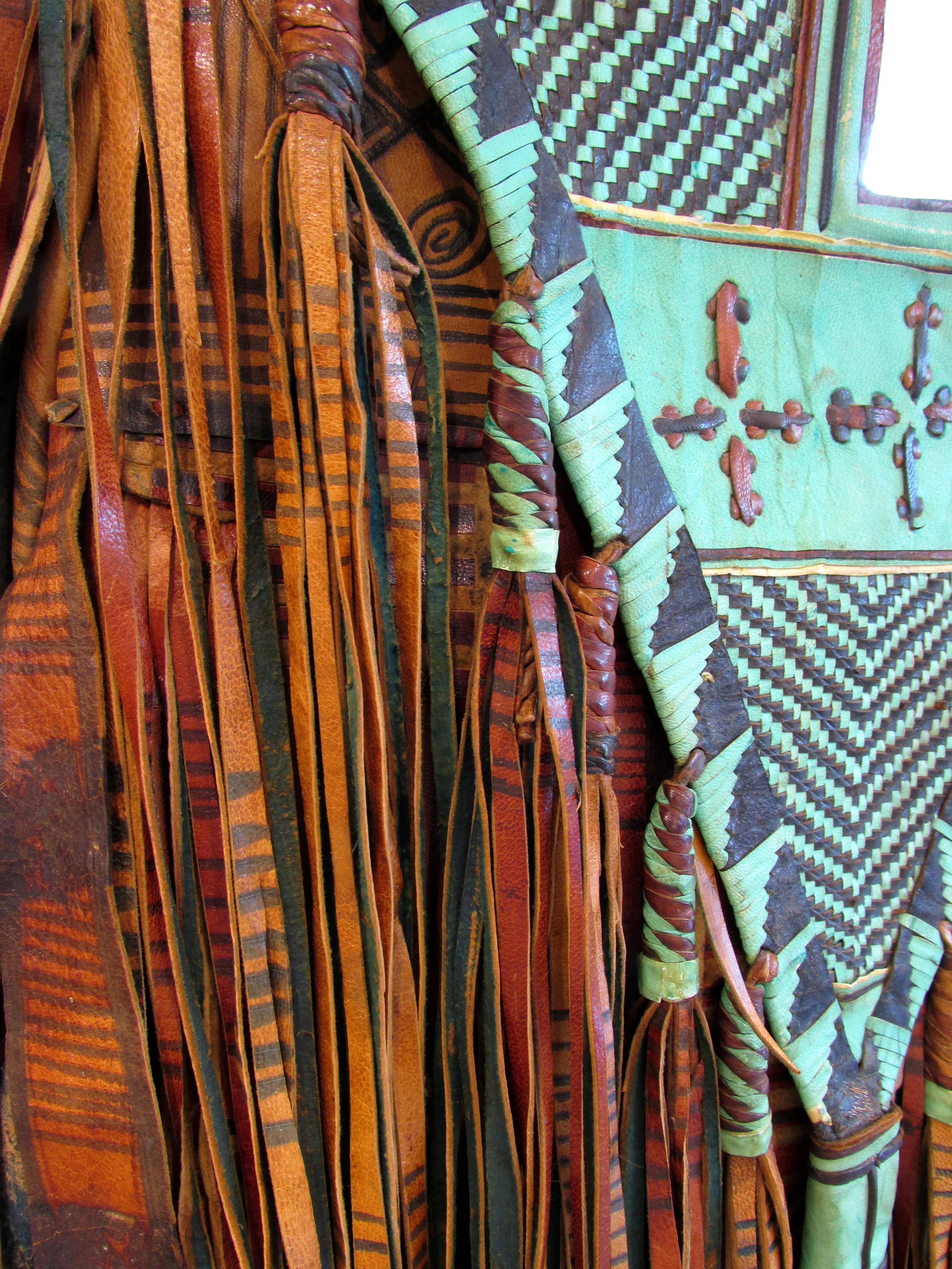 Vintage Hippie Fringe Leather Handbag from Tuareg, Nigeria In Good Condition In High Point, NC