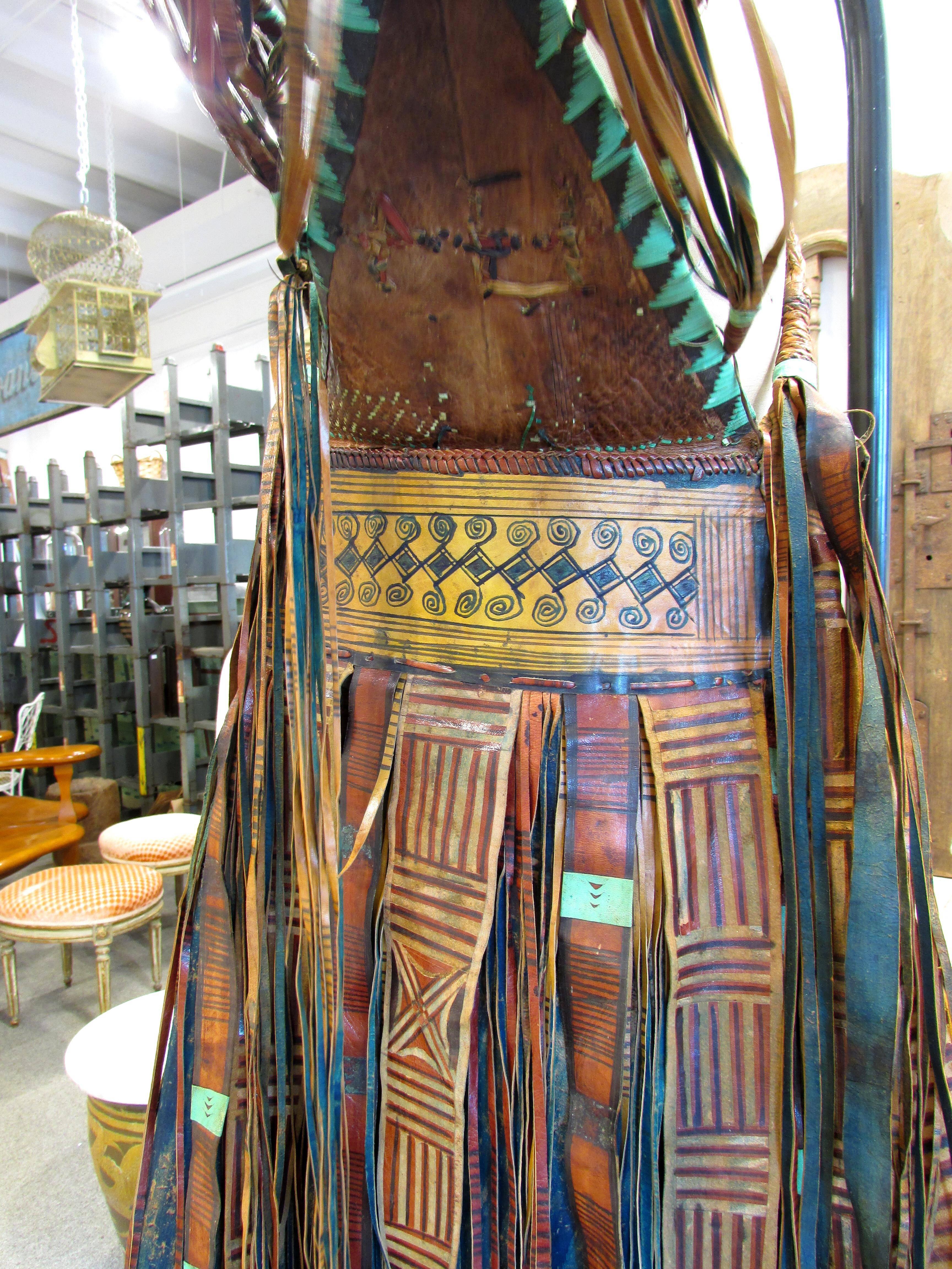 Vintage Hippie Fringe Leather Handbag from Tuareg, Nigeria 3