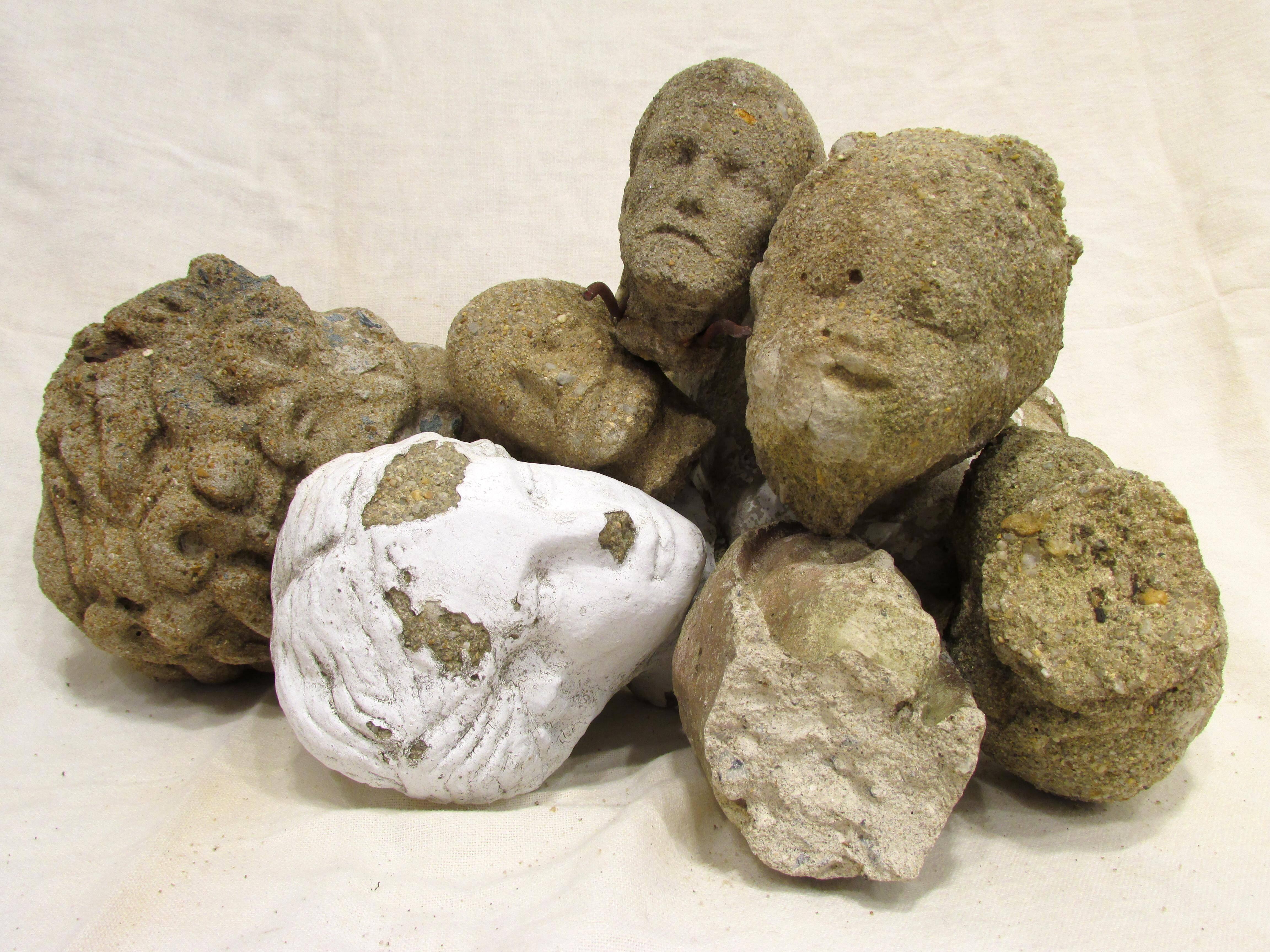 20th Century Collection of Cast Stone Heads For Sale