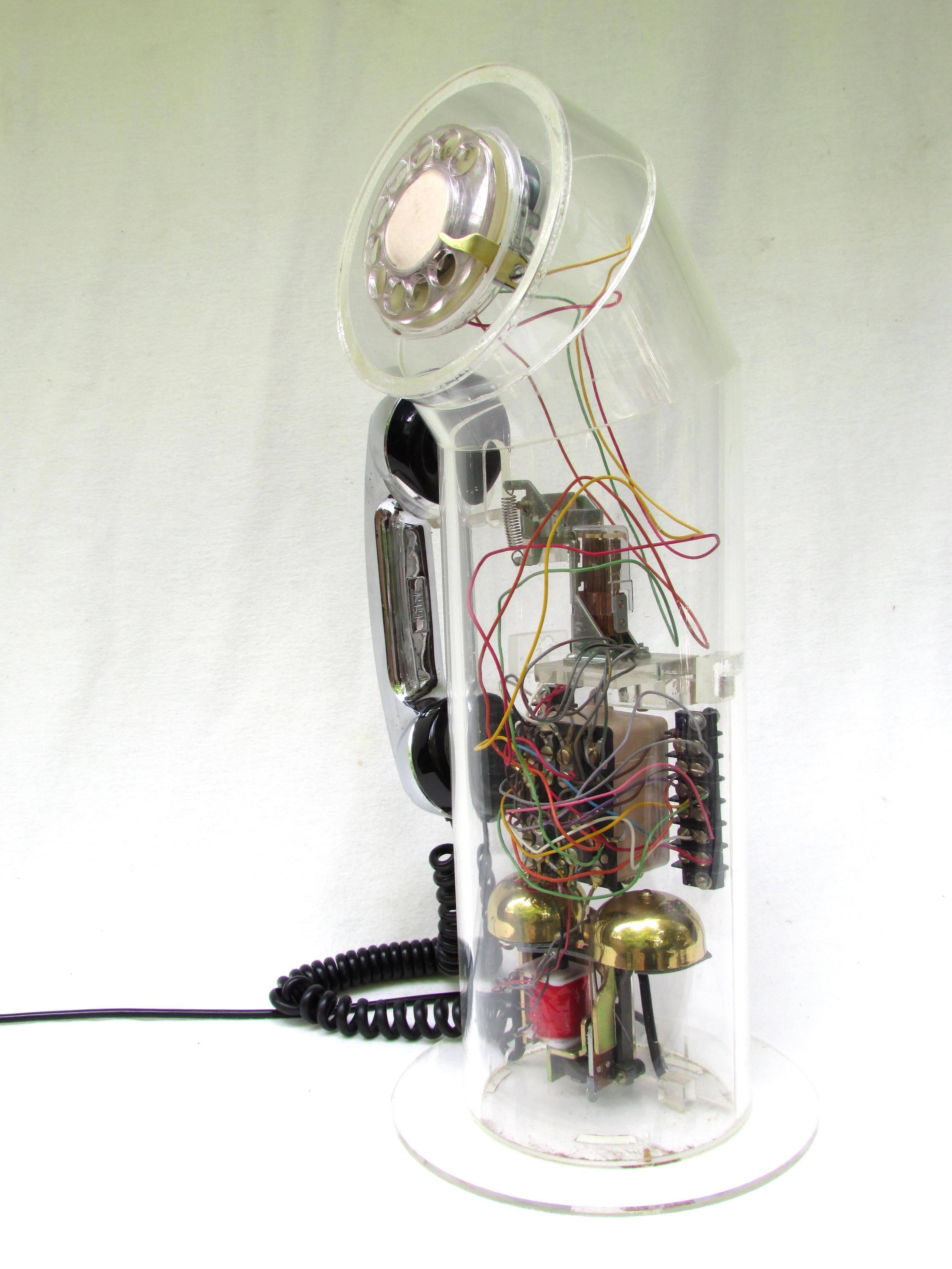 Silvered Lucite Tube Telephone