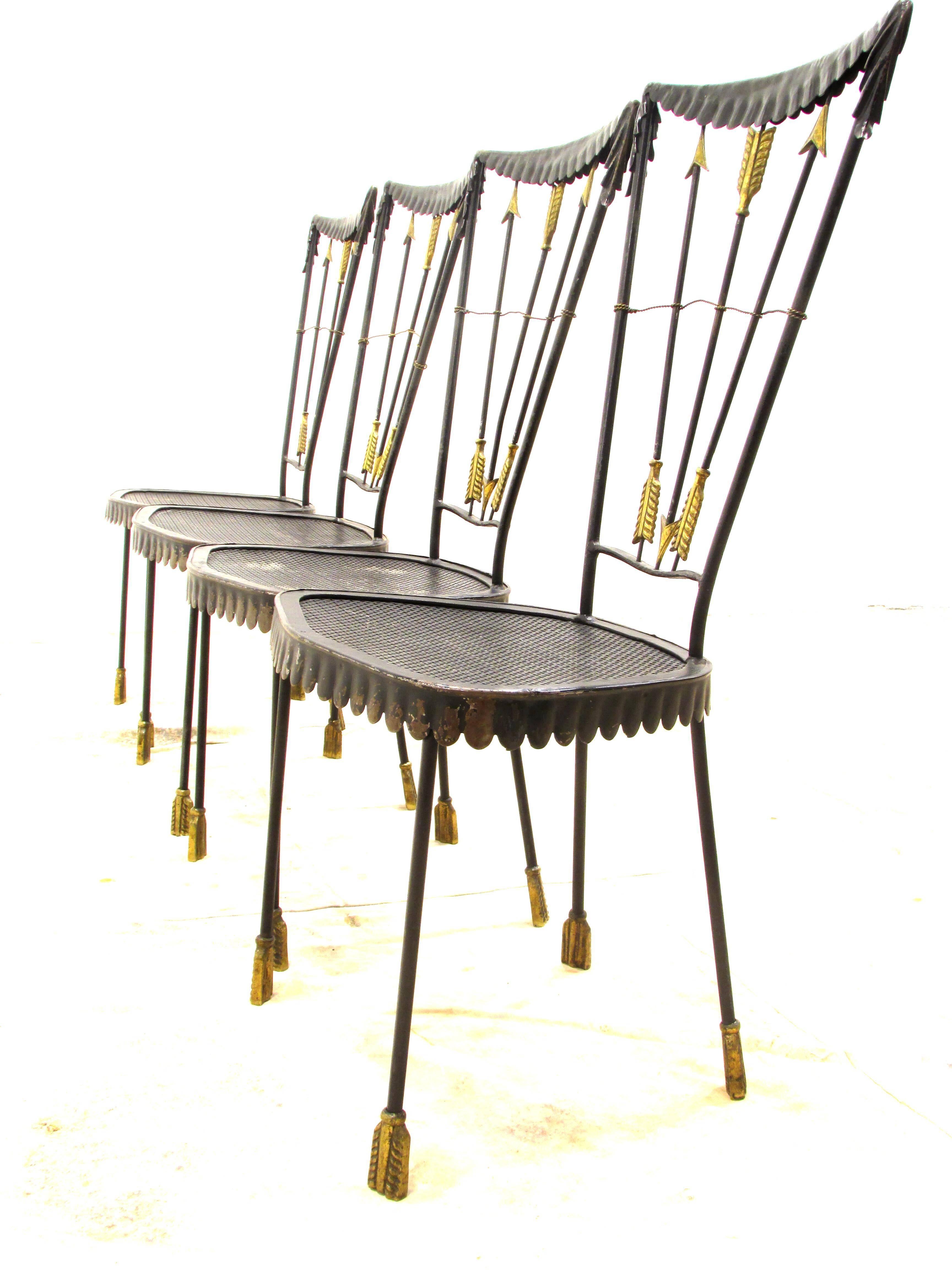 Neoclassical Revival Set of Four Arrow Chairs by Tomaso Buzzi For Sale