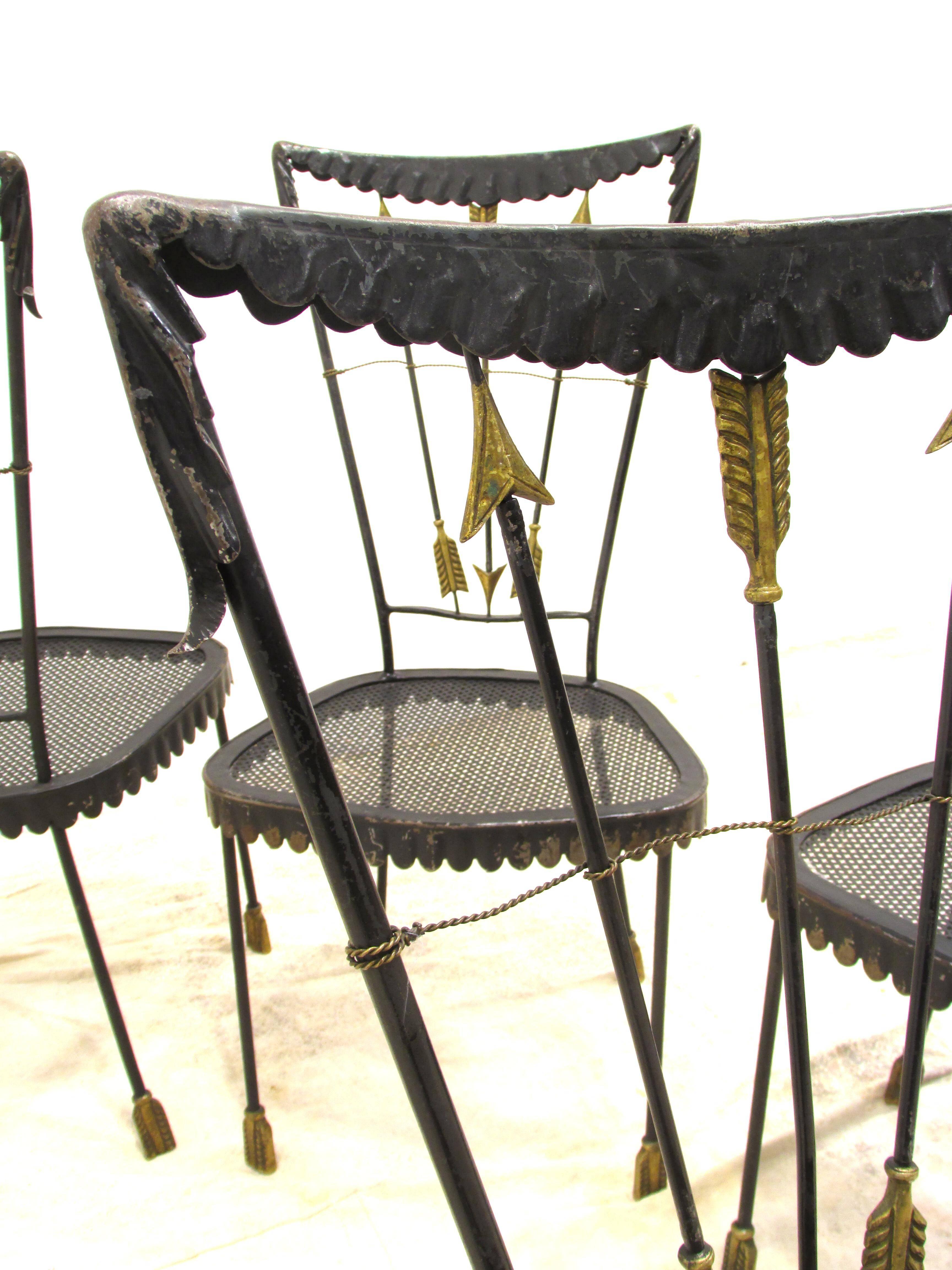 Metal Set of Four Arrow Chairs by Tomaso Buzzi For Sale
