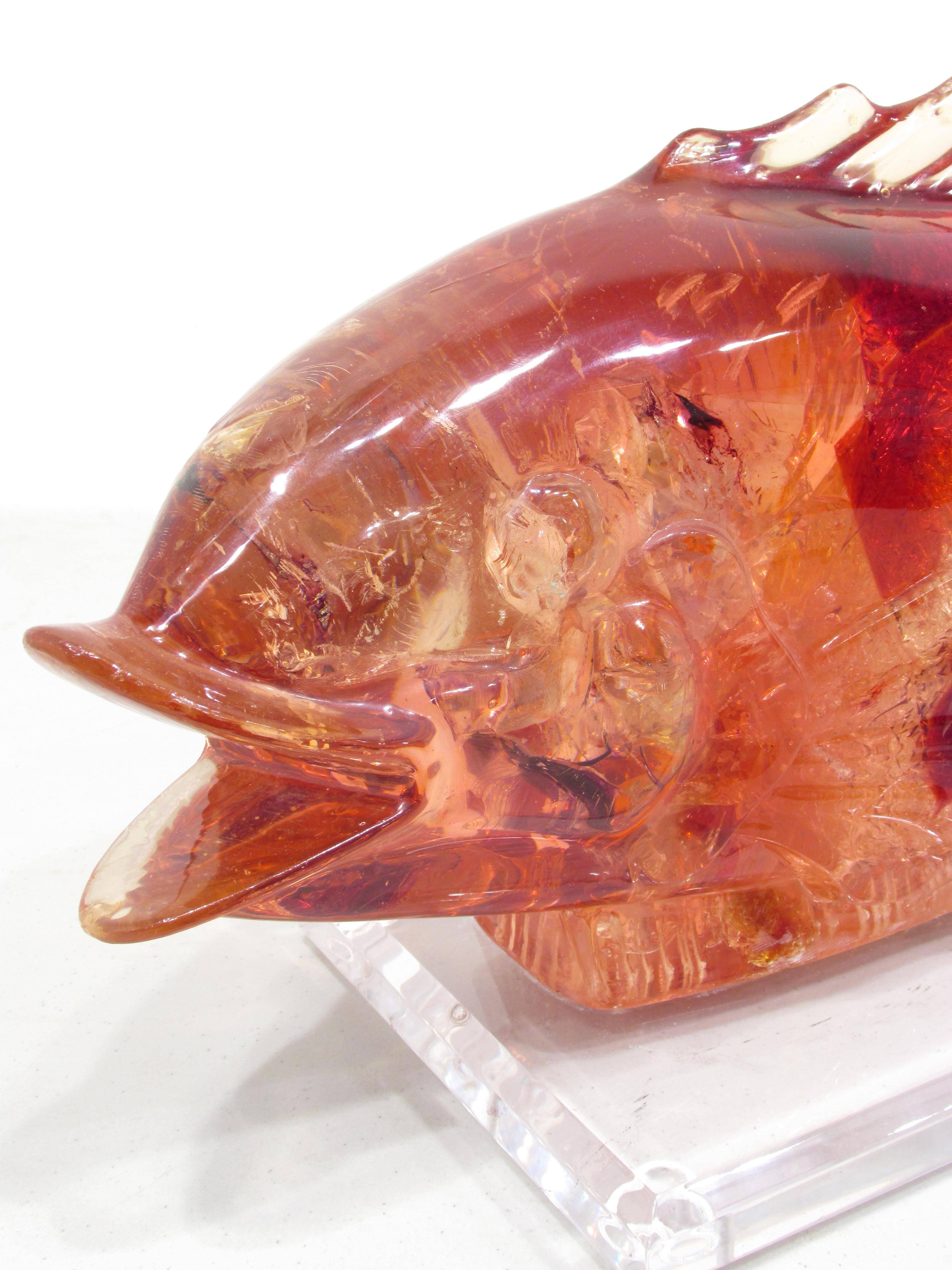 Late 20th Century Artist Resin Fish Lamp For Sale