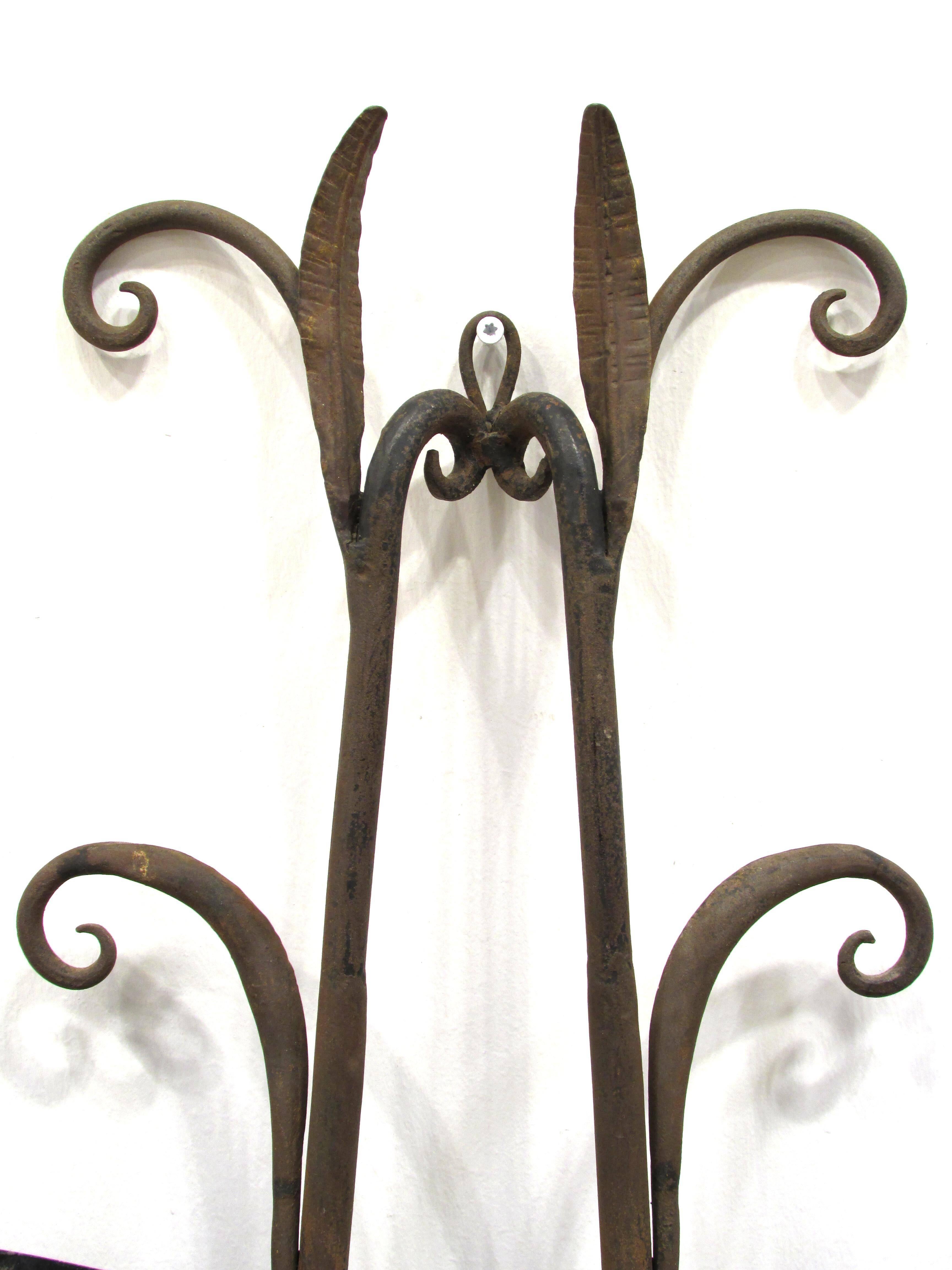 20th Century Wrought Iron and Gilt Garden Wall Hanging For Sale
