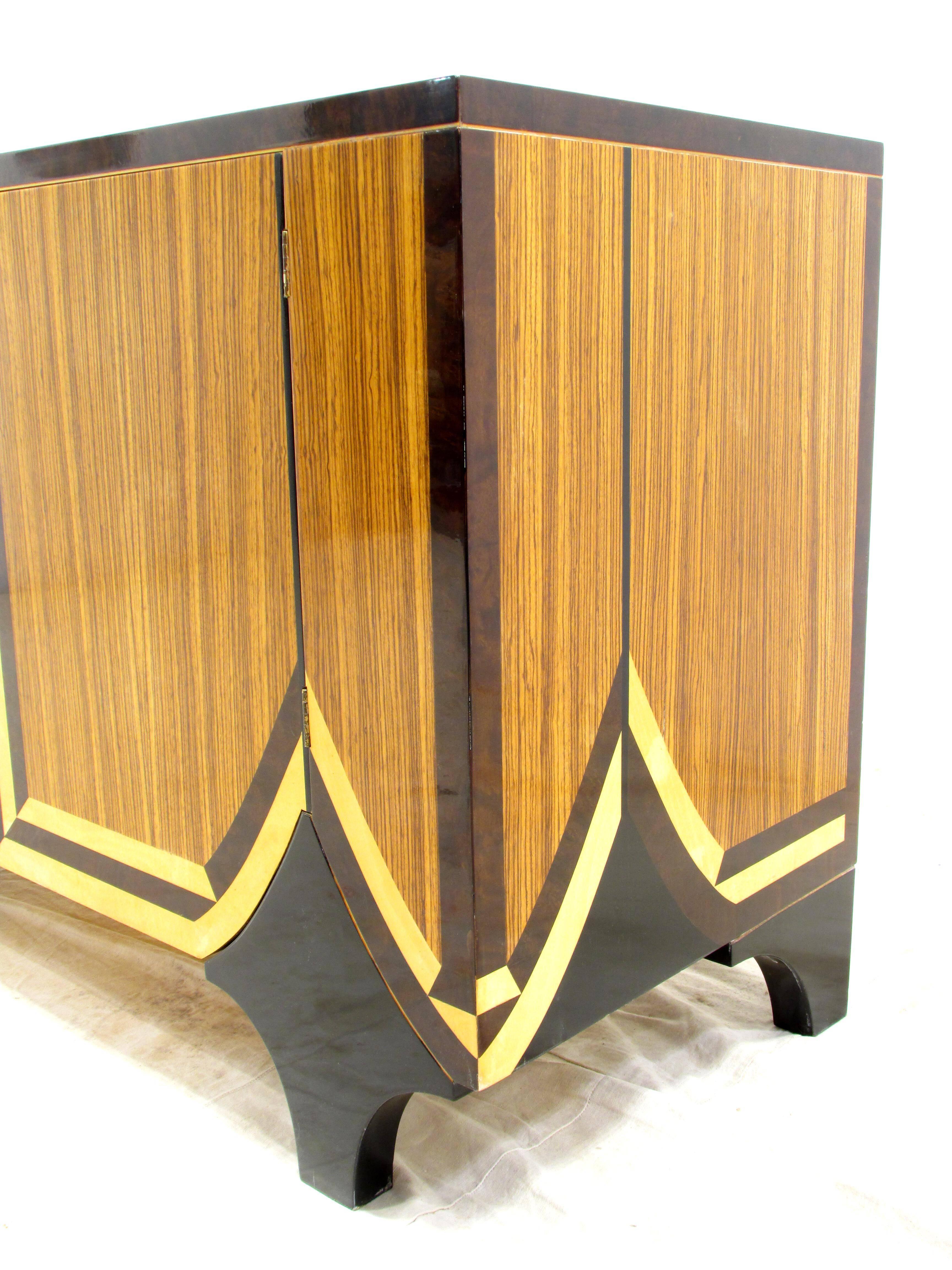 Wood 1980s Art Deco Revival Cabinet
