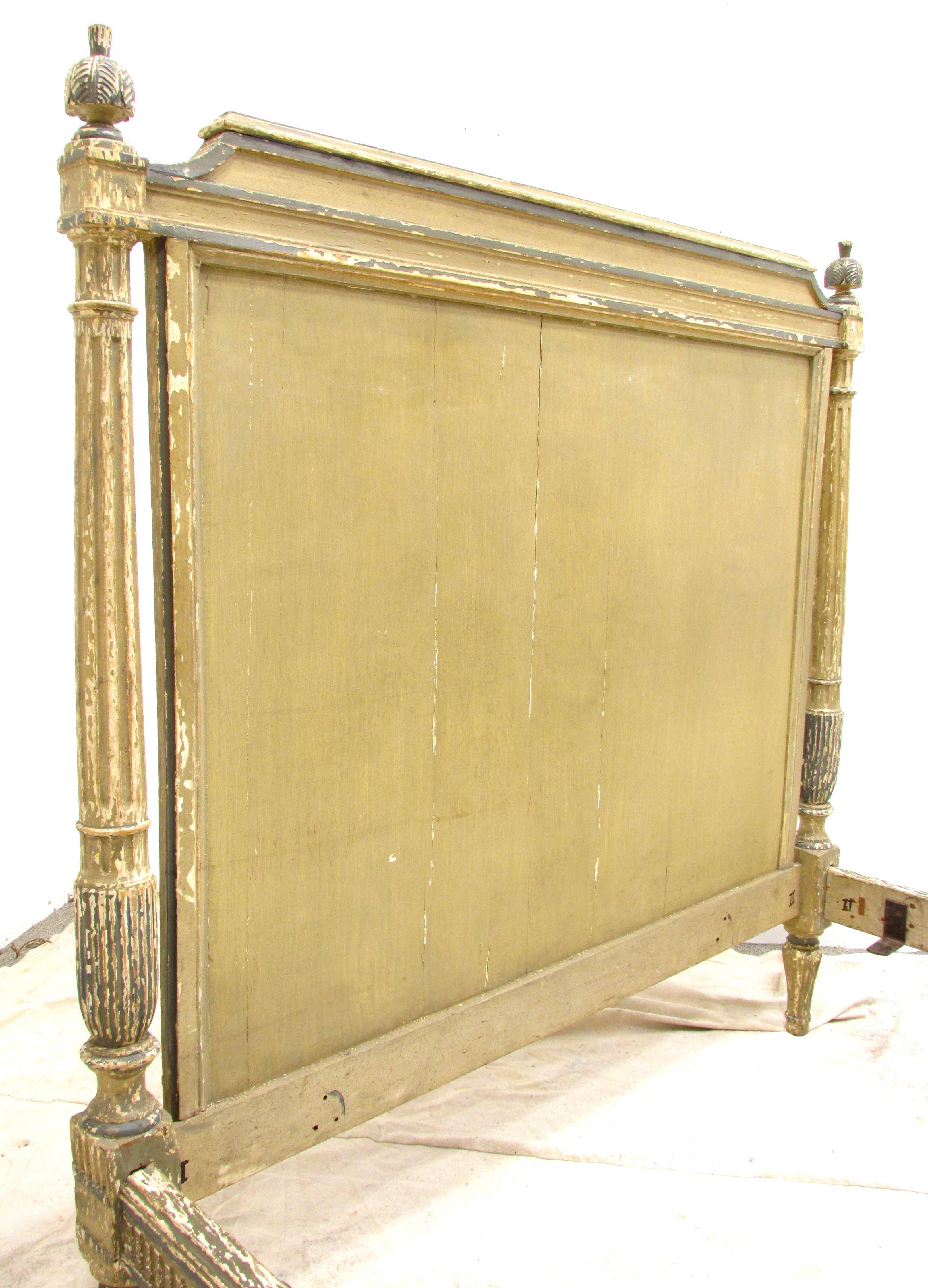 Wood Antique French Painted Louis XVI Directorie Bed For Sale