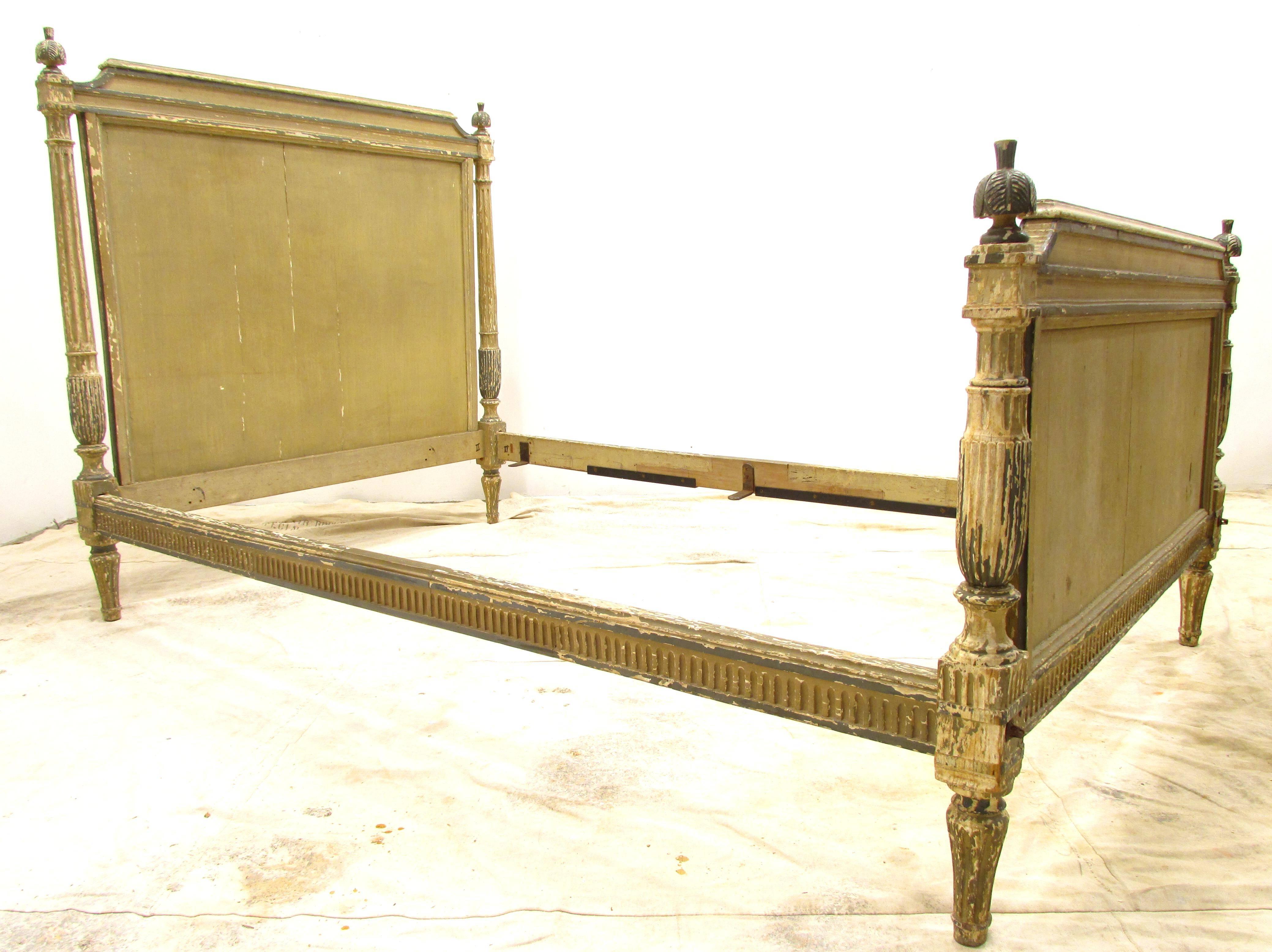 Directoire Antique French Painted Louis XVI Directorie Bed For Sale