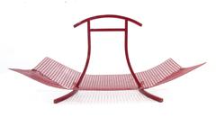 Modernist Red Enamel Basket Style of Josef Hoffmann