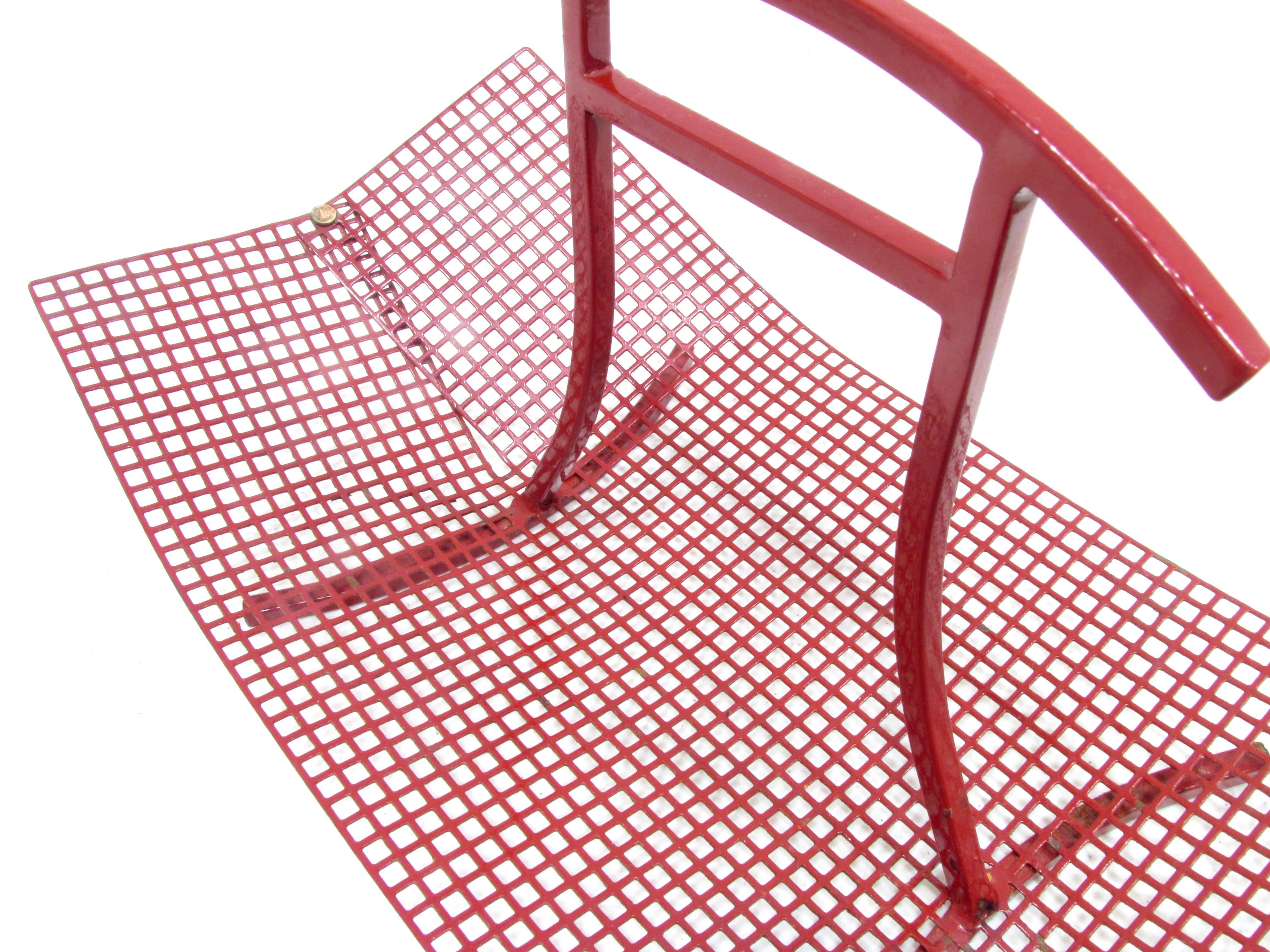 Modernist Red Enamel Basket Style of Josef Hoffmann In Good Condition In High Point, NC
