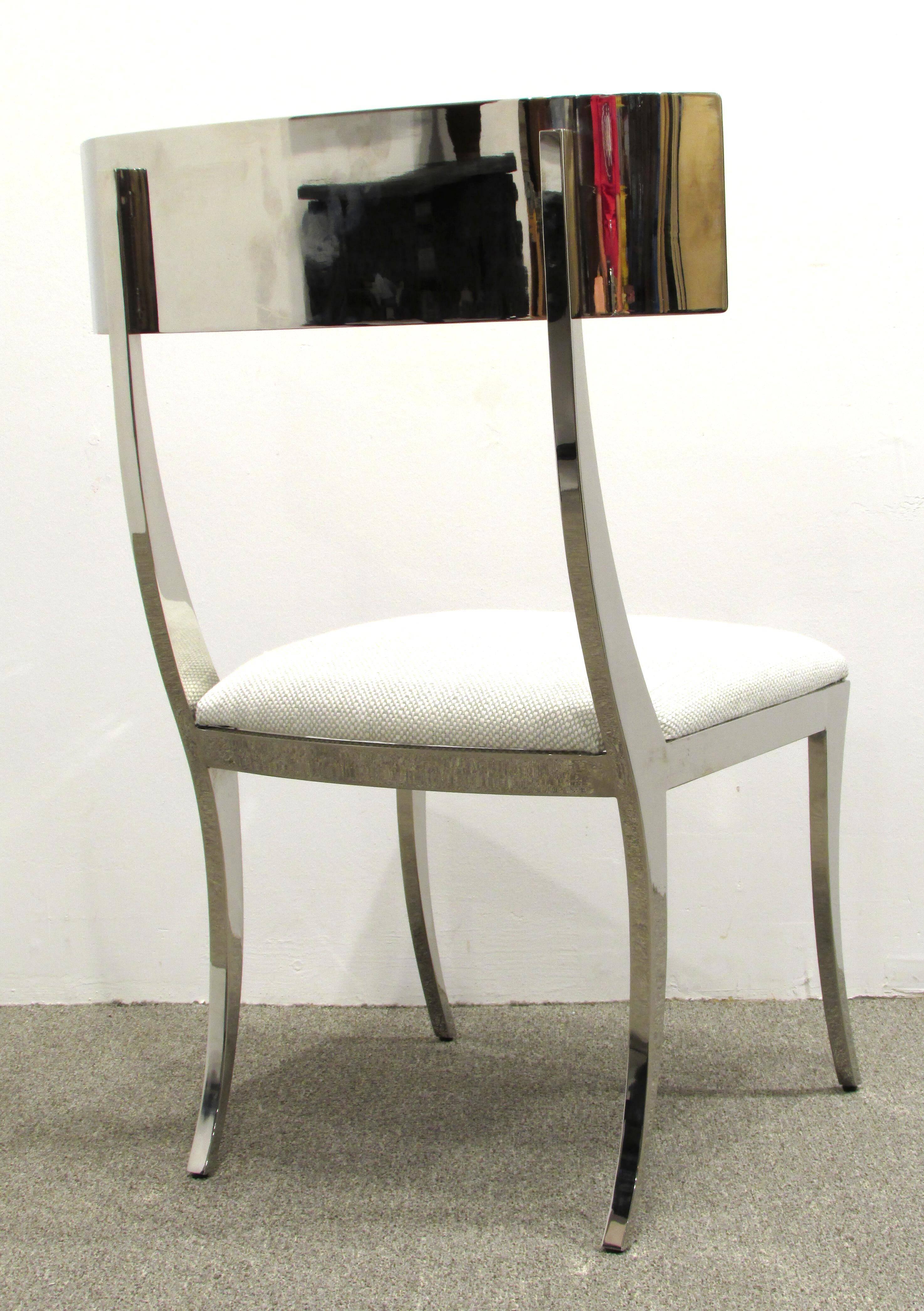 Upholstery Chrome Klismos Chair