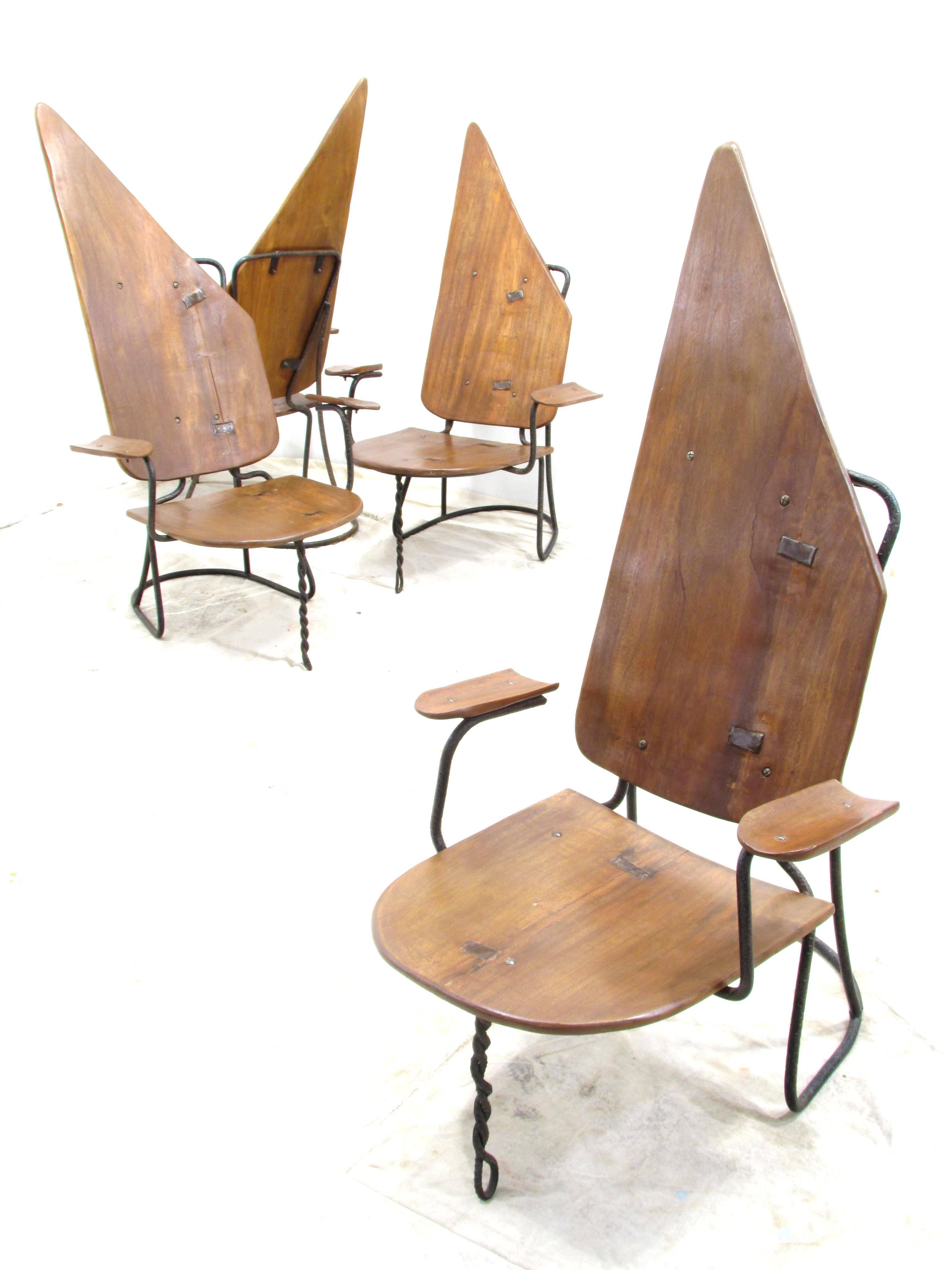 American Set of Four California Brutalist Chairs For Sale
