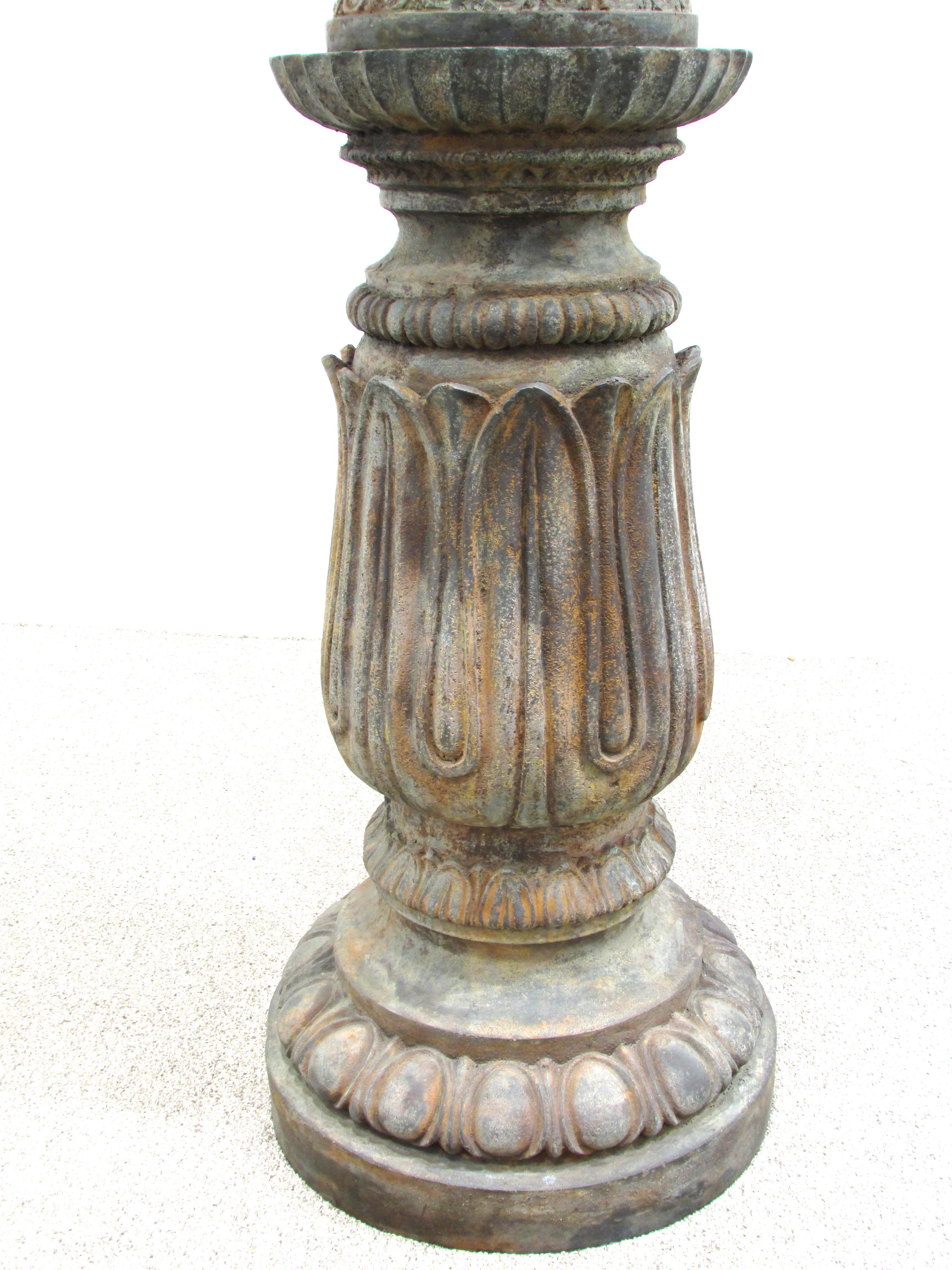 Neoclassical Bronze Urn on Pedestal In Excellent Condition For Sale In High Point, NC