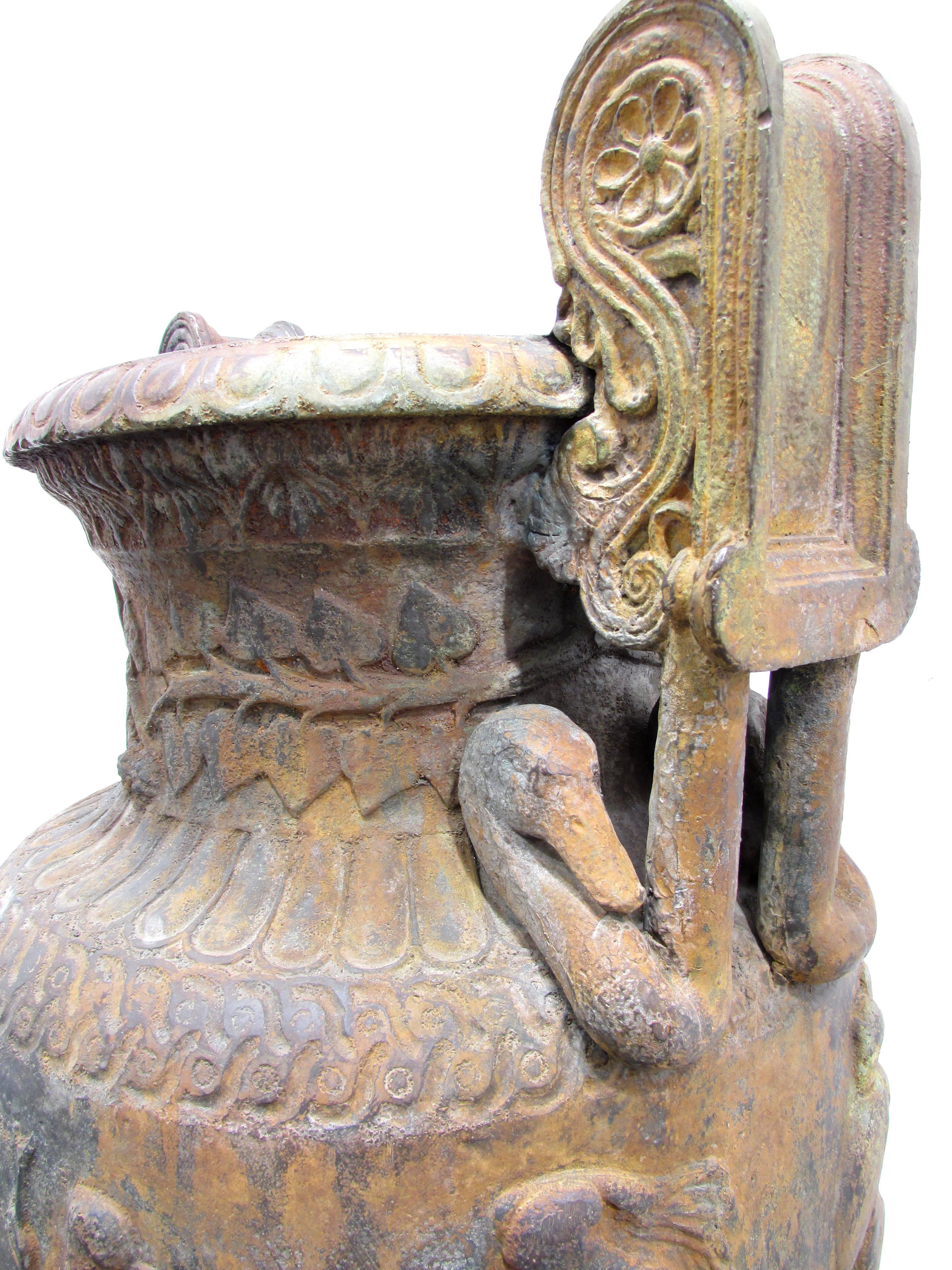 Neoclassical Bronze Urn on Pedestal For Sale 3