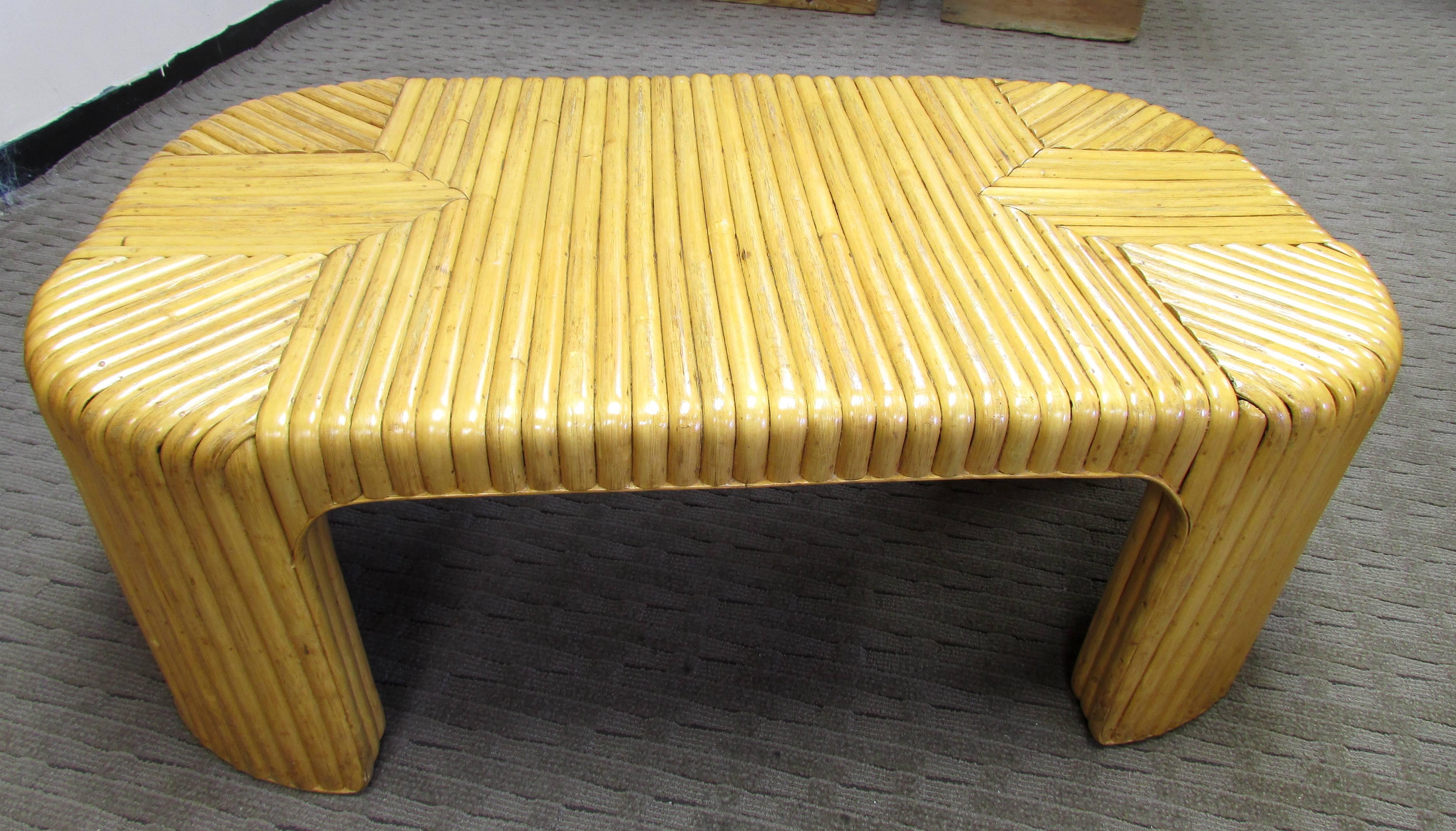 Mid-Century Modern Rattan Coffee Table For Sale