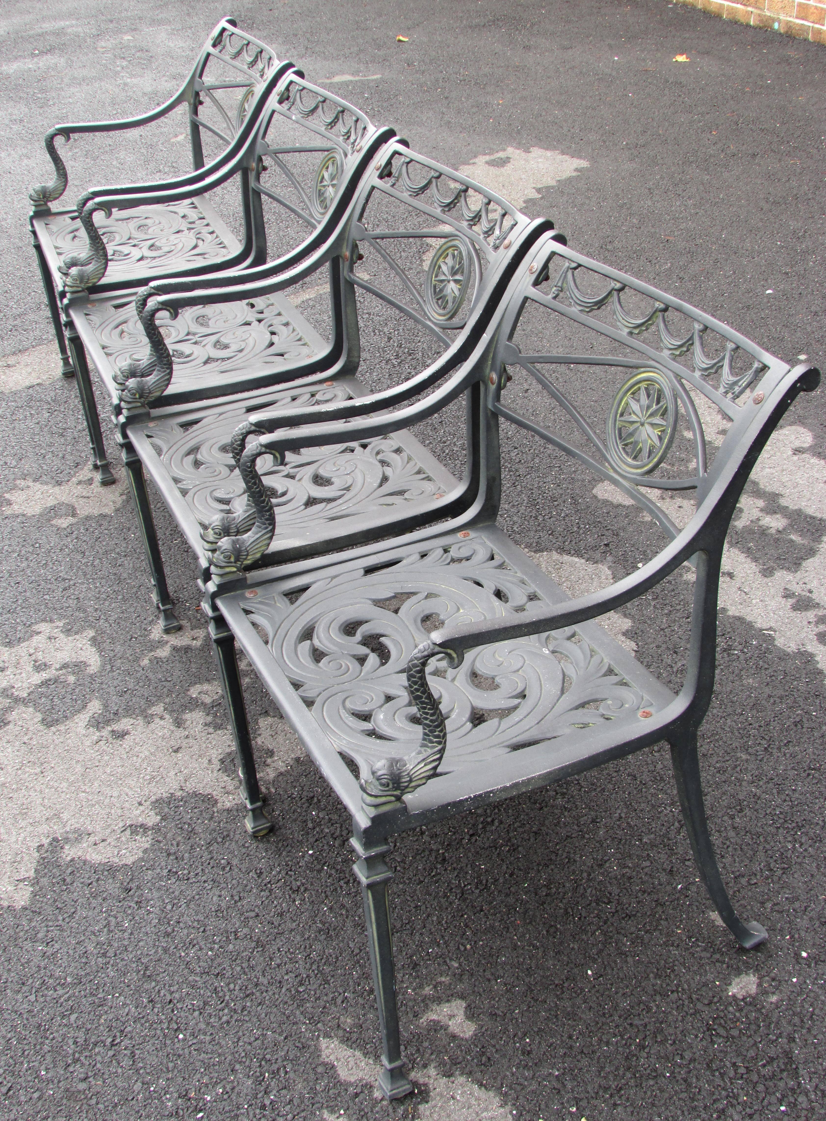 Neoclassical Revival Set of Four Neoclassical Garden Chairs