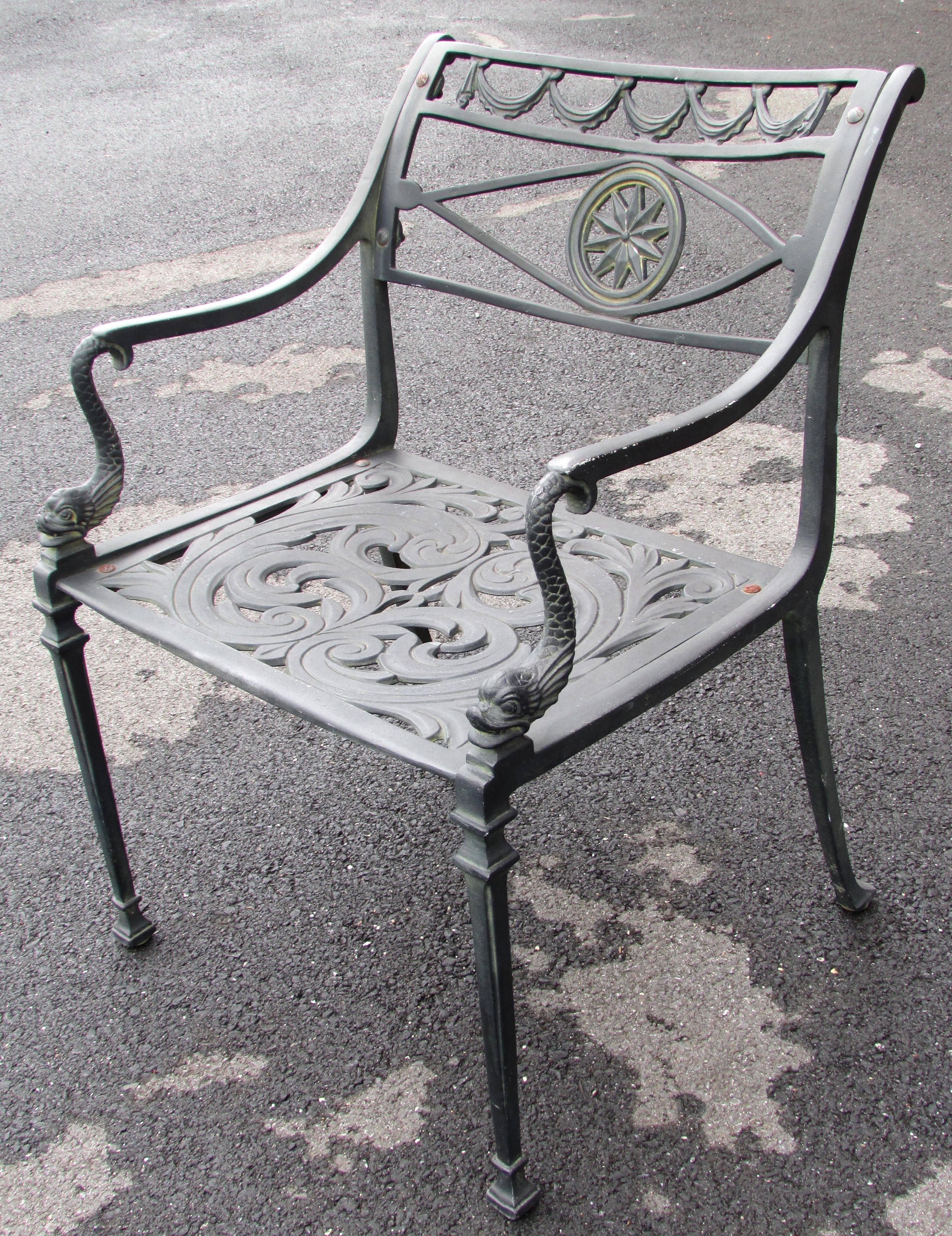 Set of Four Neoclassical Garden Chairs In Good Condition In High Point, NC