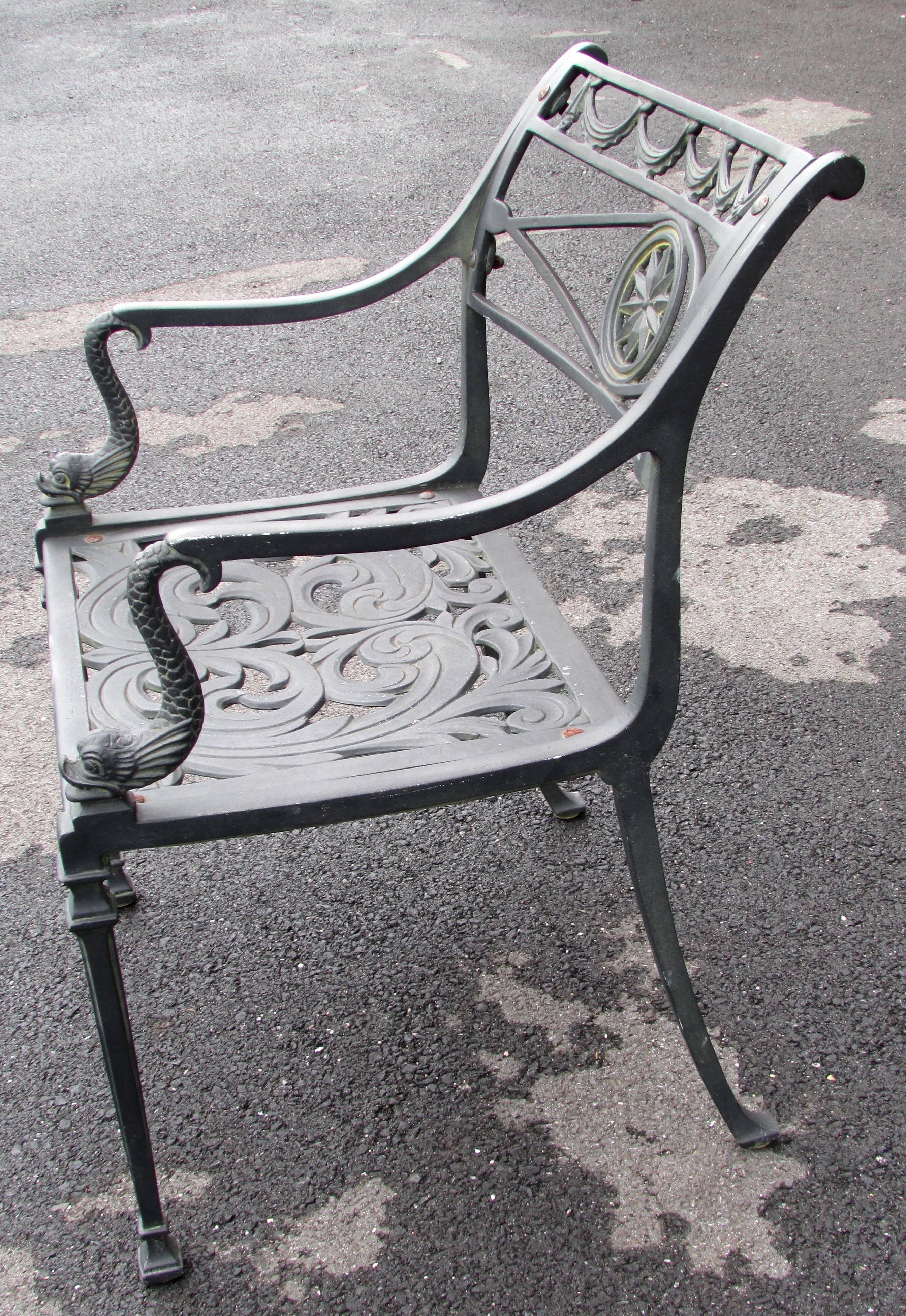 Cast Set of Four Neoclassical Garden Chairs