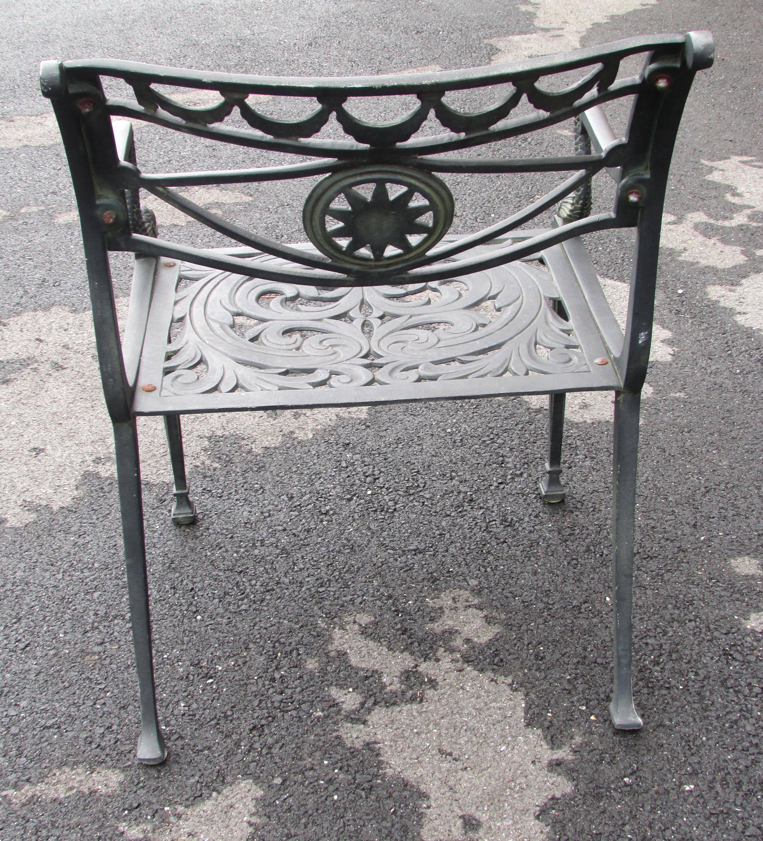 Aluminum Set of Four Neoclassical Garden Chairs