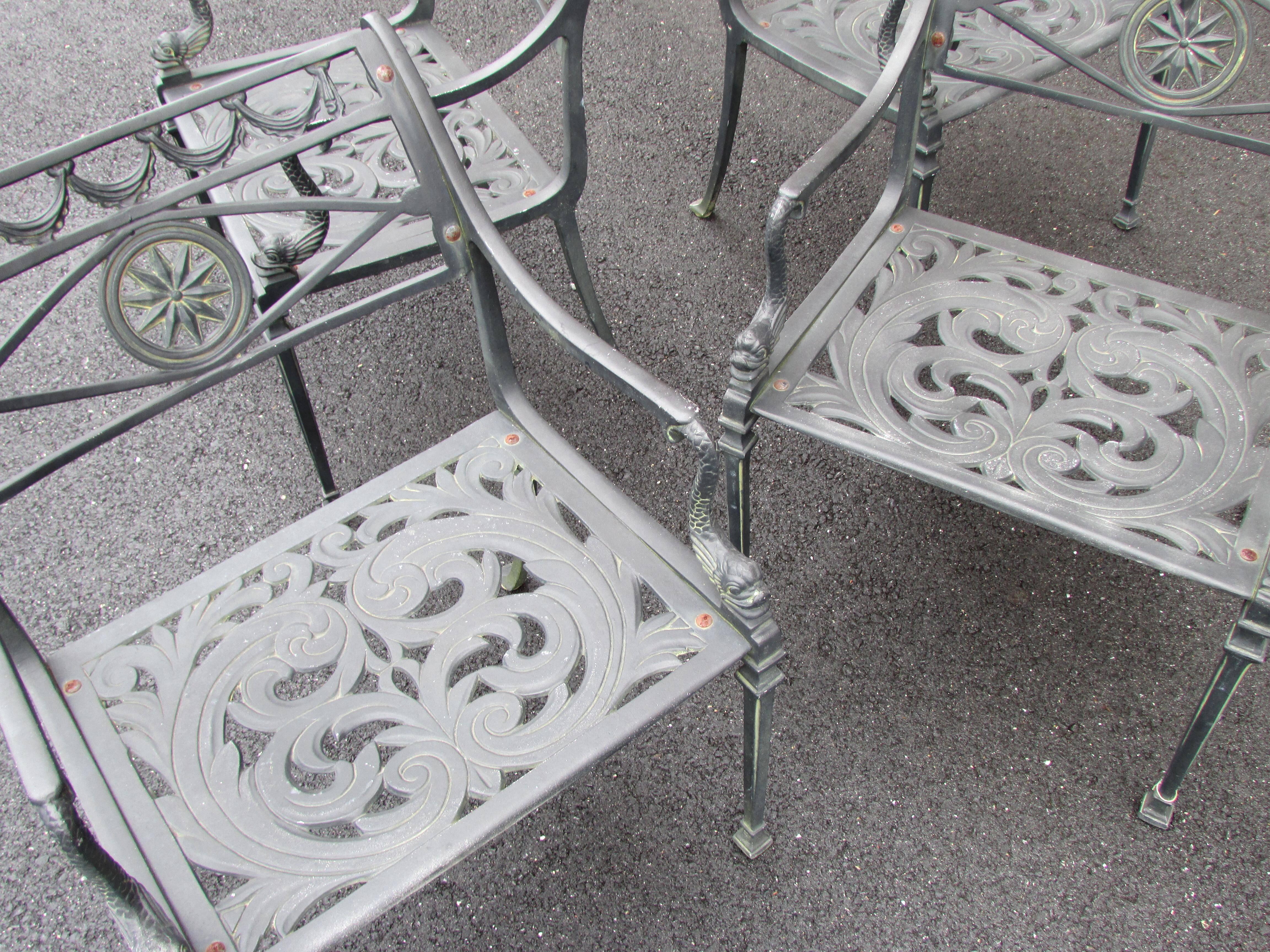 Set of Four Neoclassical Garden Chairs 2
