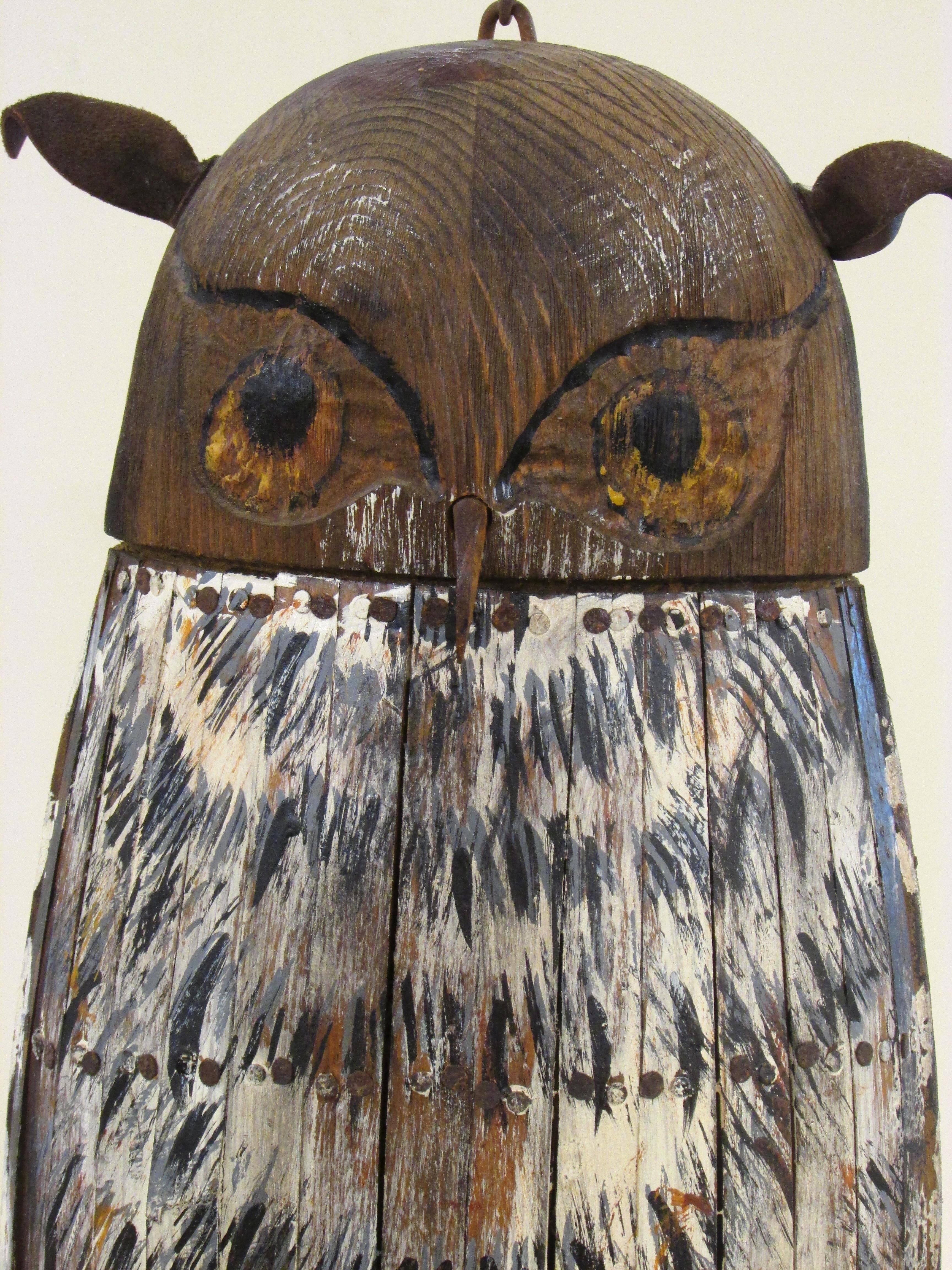 Folk Art Hanging Carved and Painted Owl Decoy
