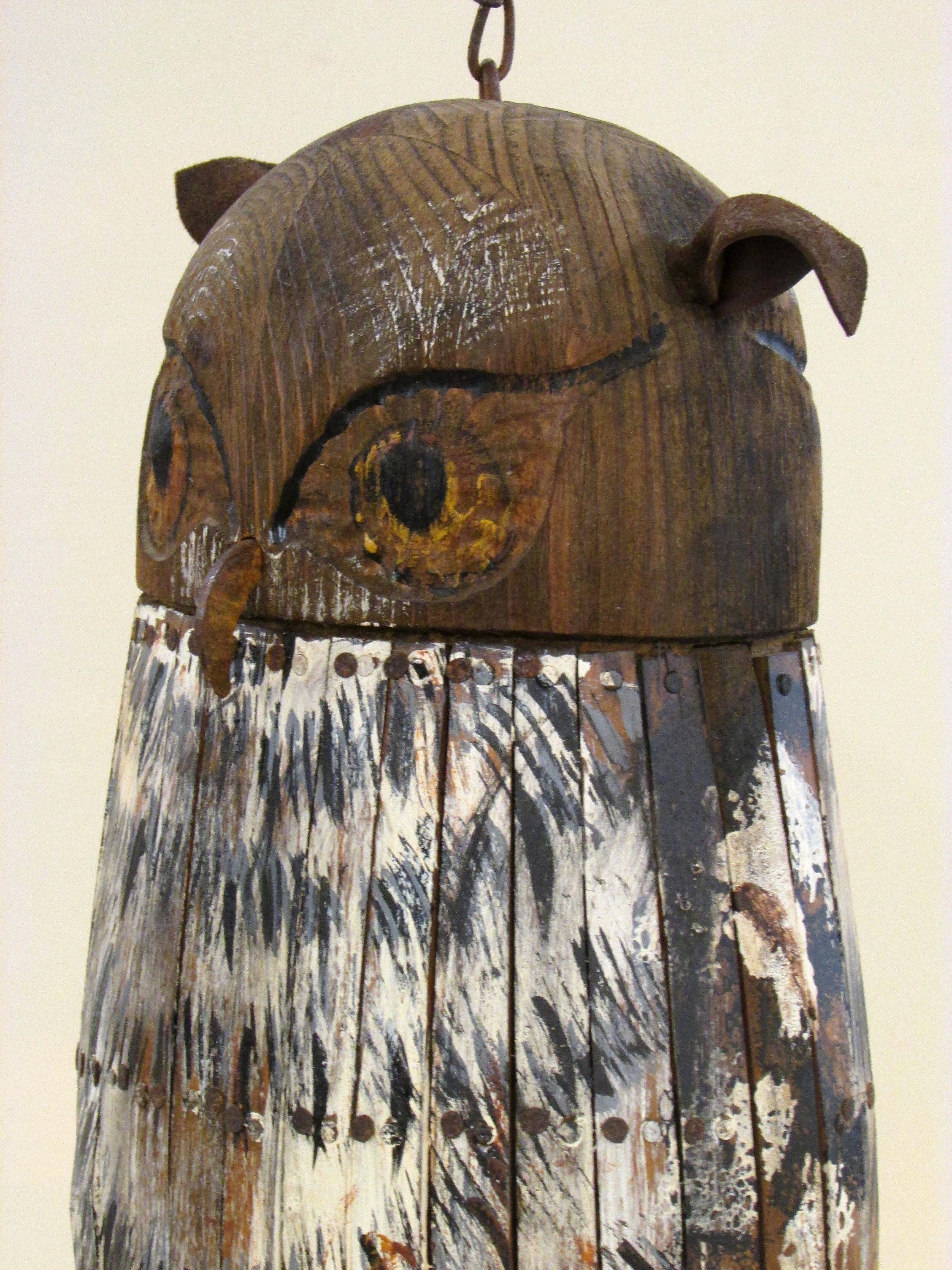 Forged Hanging Carved and Painted Owl Decoy
