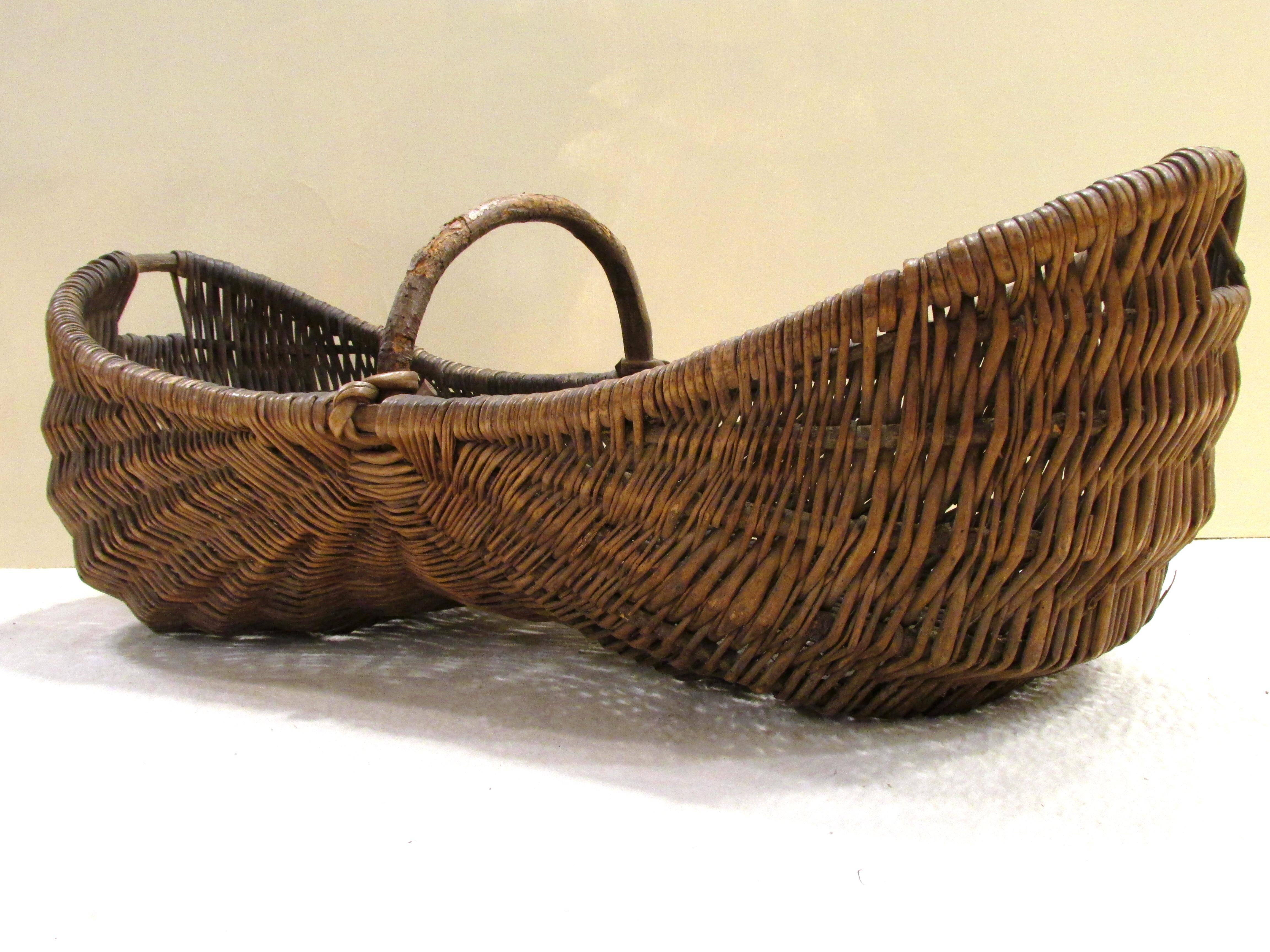 Folk Art Large Antique Gathering Basket