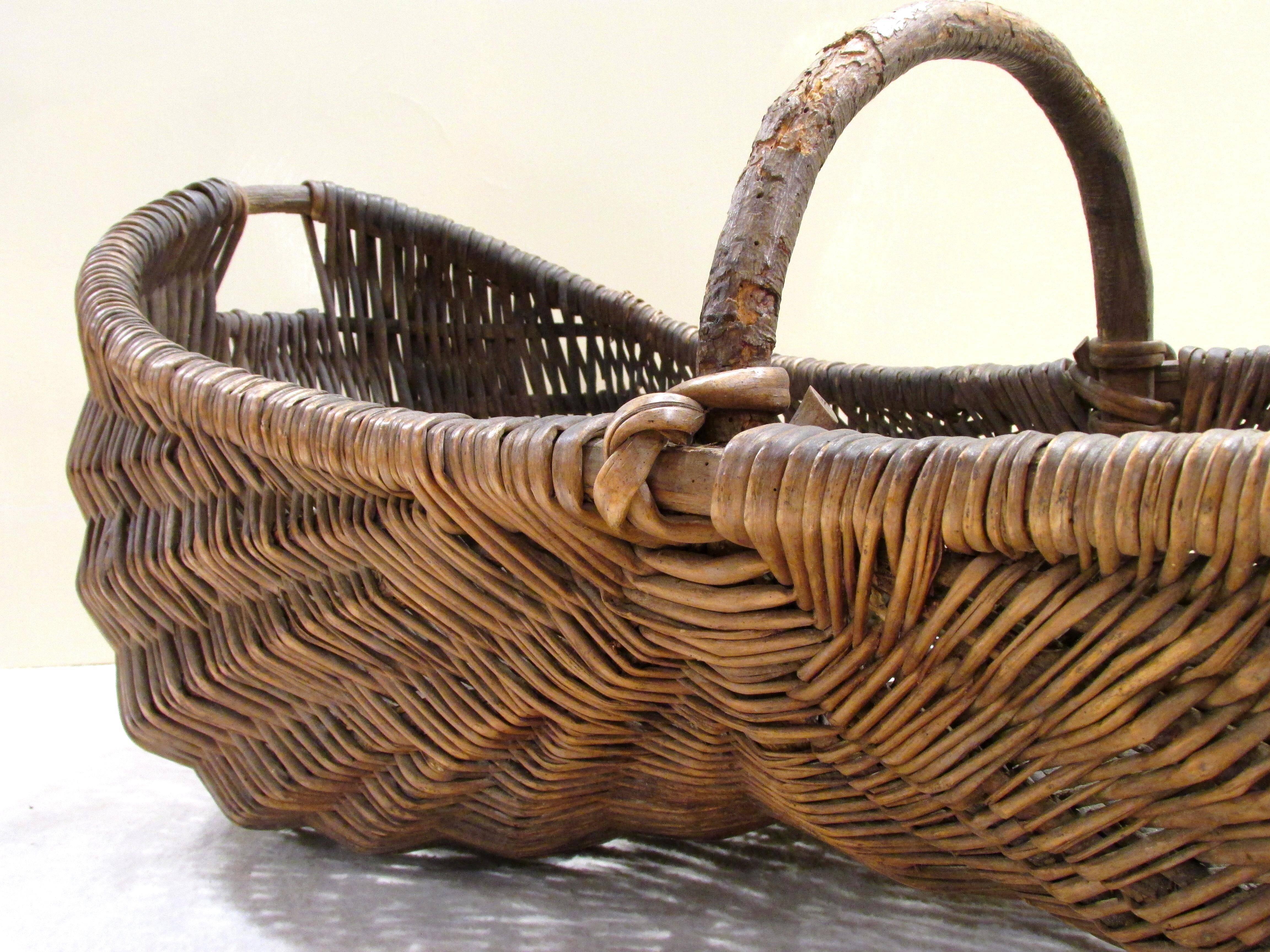 20th Century Large Antique Gathering Basket
