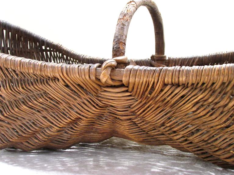 Large Antique Gathering Basket at 1stdibs