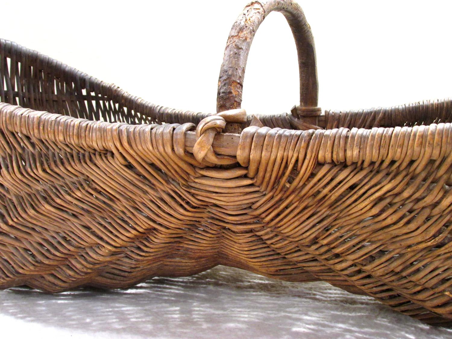 Large Antique Gathering Basket at 1stdibs