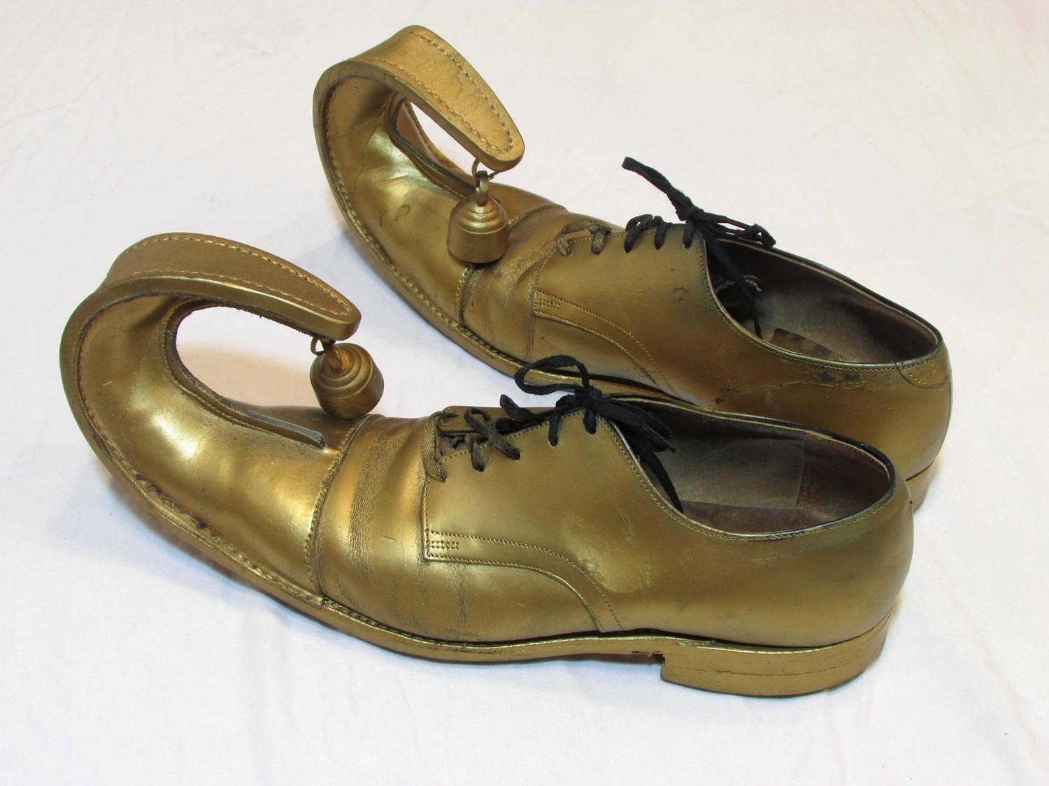Gold Curl Toe Clown Shoes with Bells at 1stdibs
