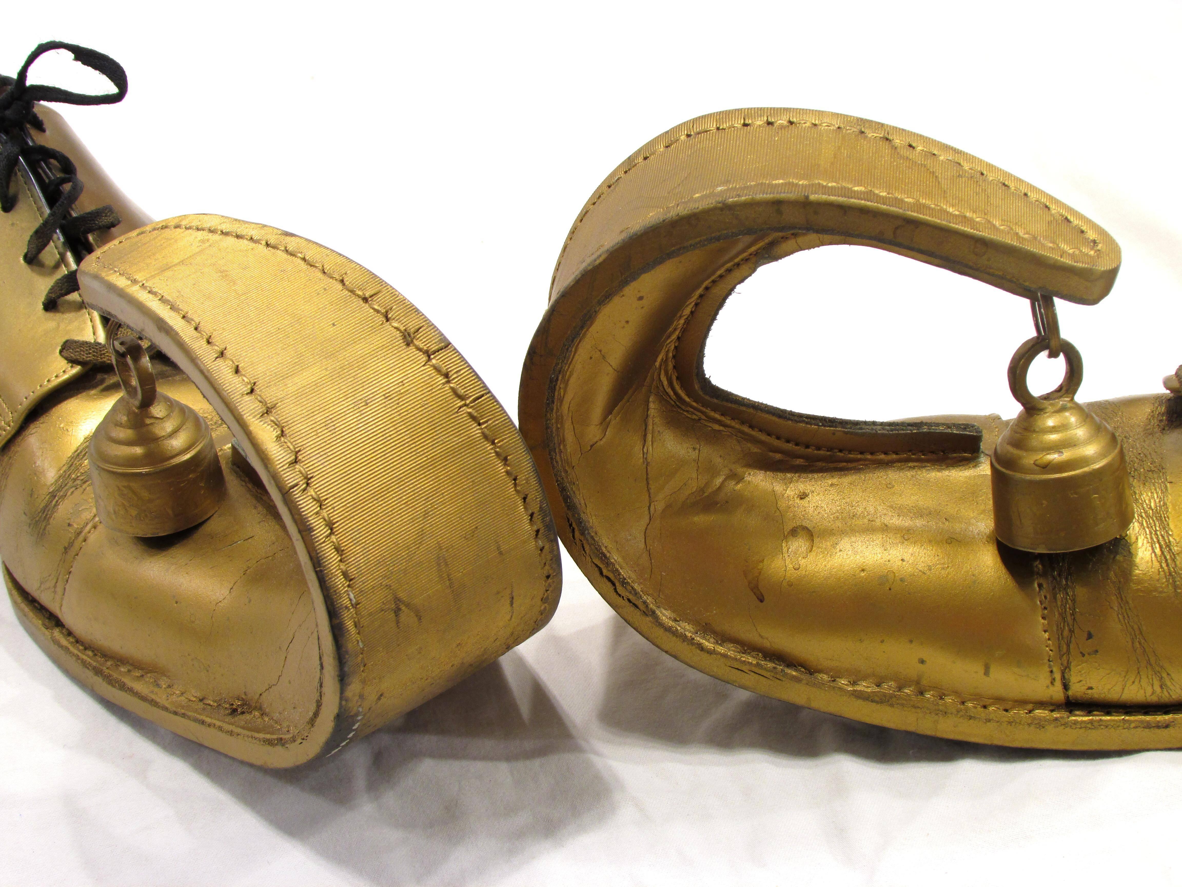 American Gold Curl Toe Clown Shoes with Bells