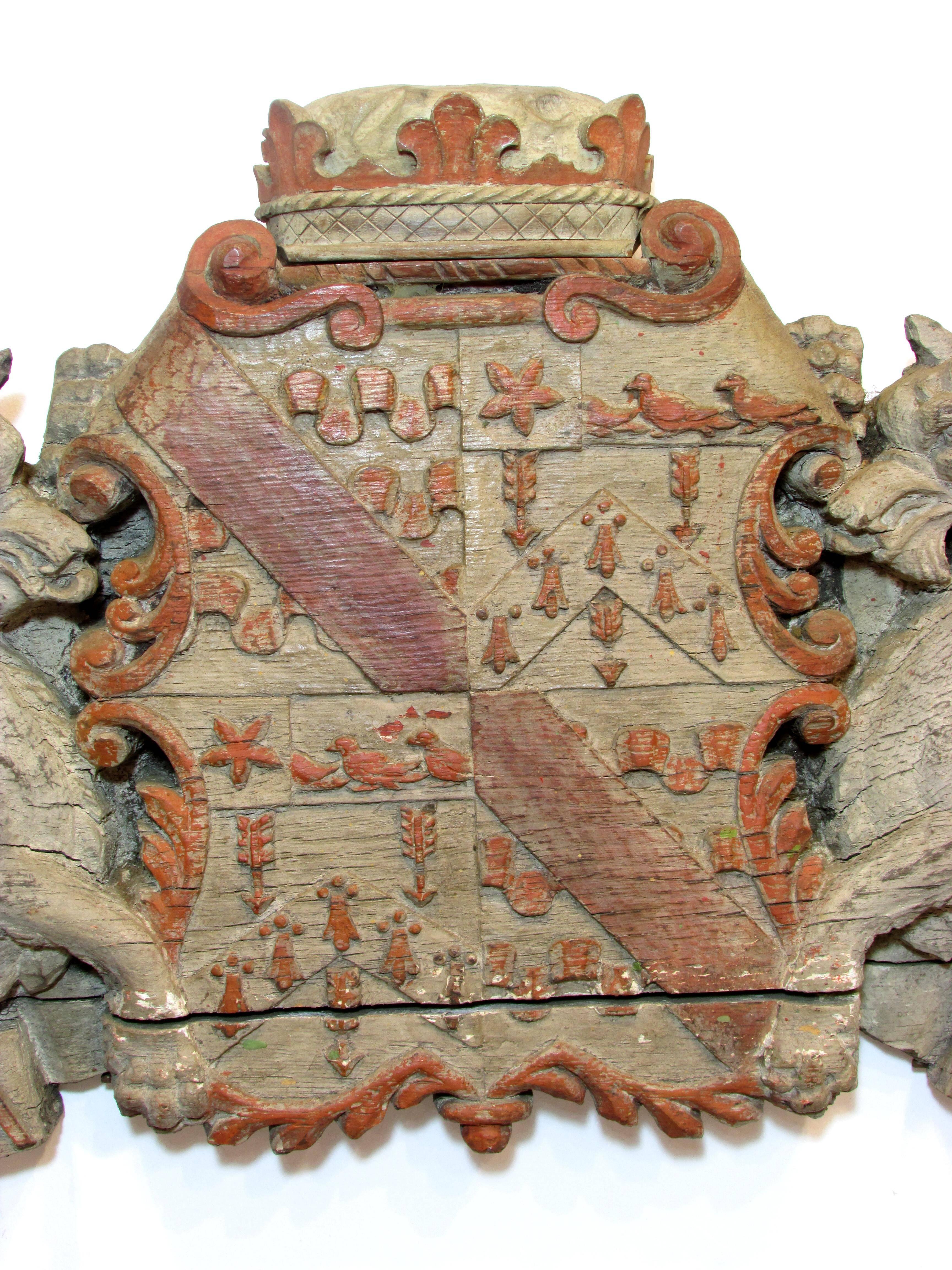 19th Century Carved Wooden Coat-of-Arms