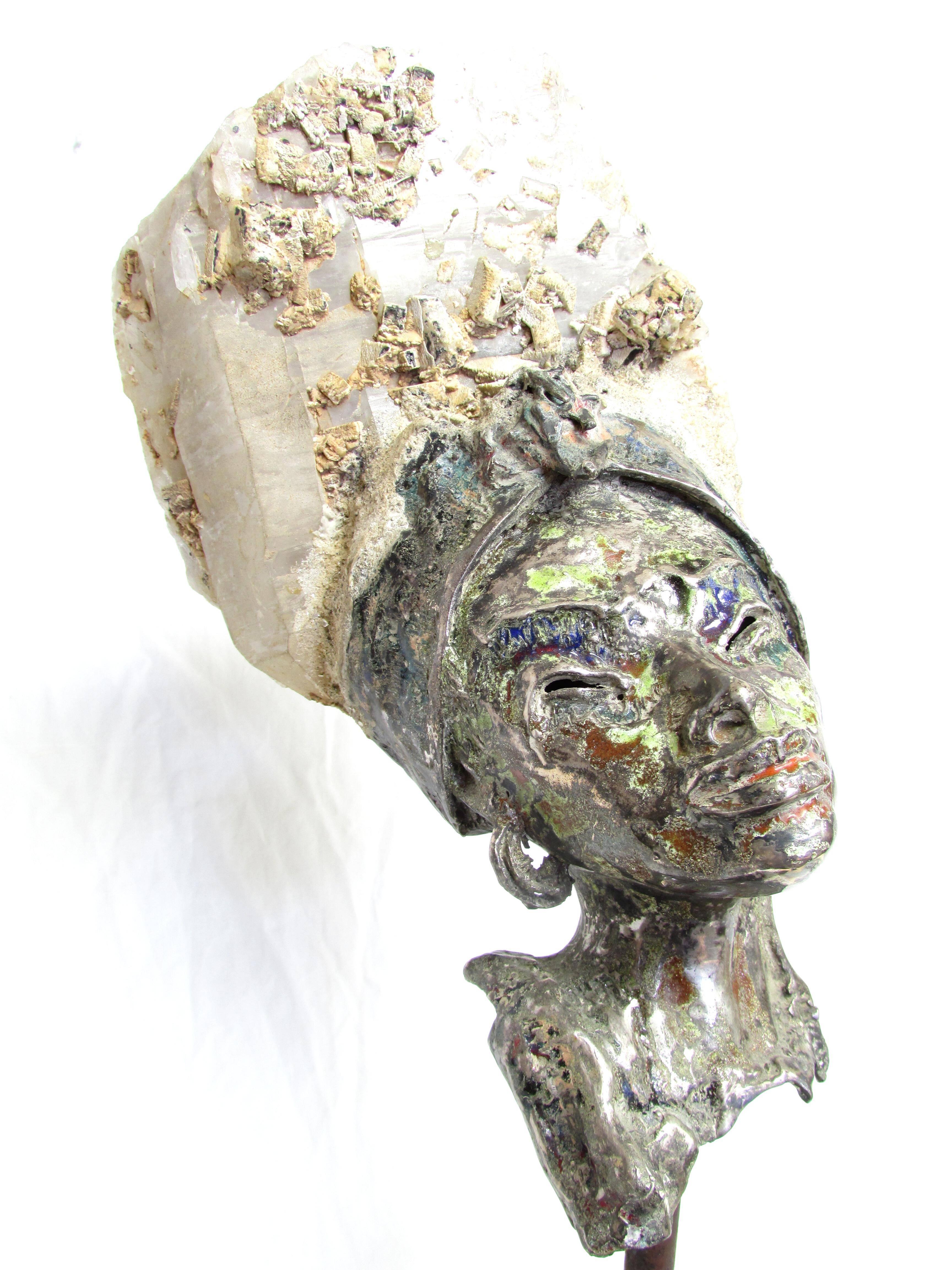 Quartz and Silver Goddess by Aurelio Teno For Sale 1