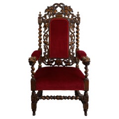 Victorian Jacobean Revival Carvedornate Throne Chair