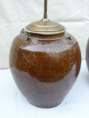 Antique Earthen Chinese Storage Jar Lamps