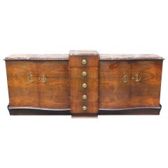 Monumental French Art Deco Sideboard or Buffet Macassar Ebony with Marble Top