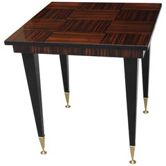 French Art Deco Exotic Macassar Ebony "Square" Game Table, circa 1940s