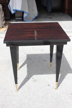 French Art Deco Exotic Macassar Ebony Game Table or Center Table, circa 1940s