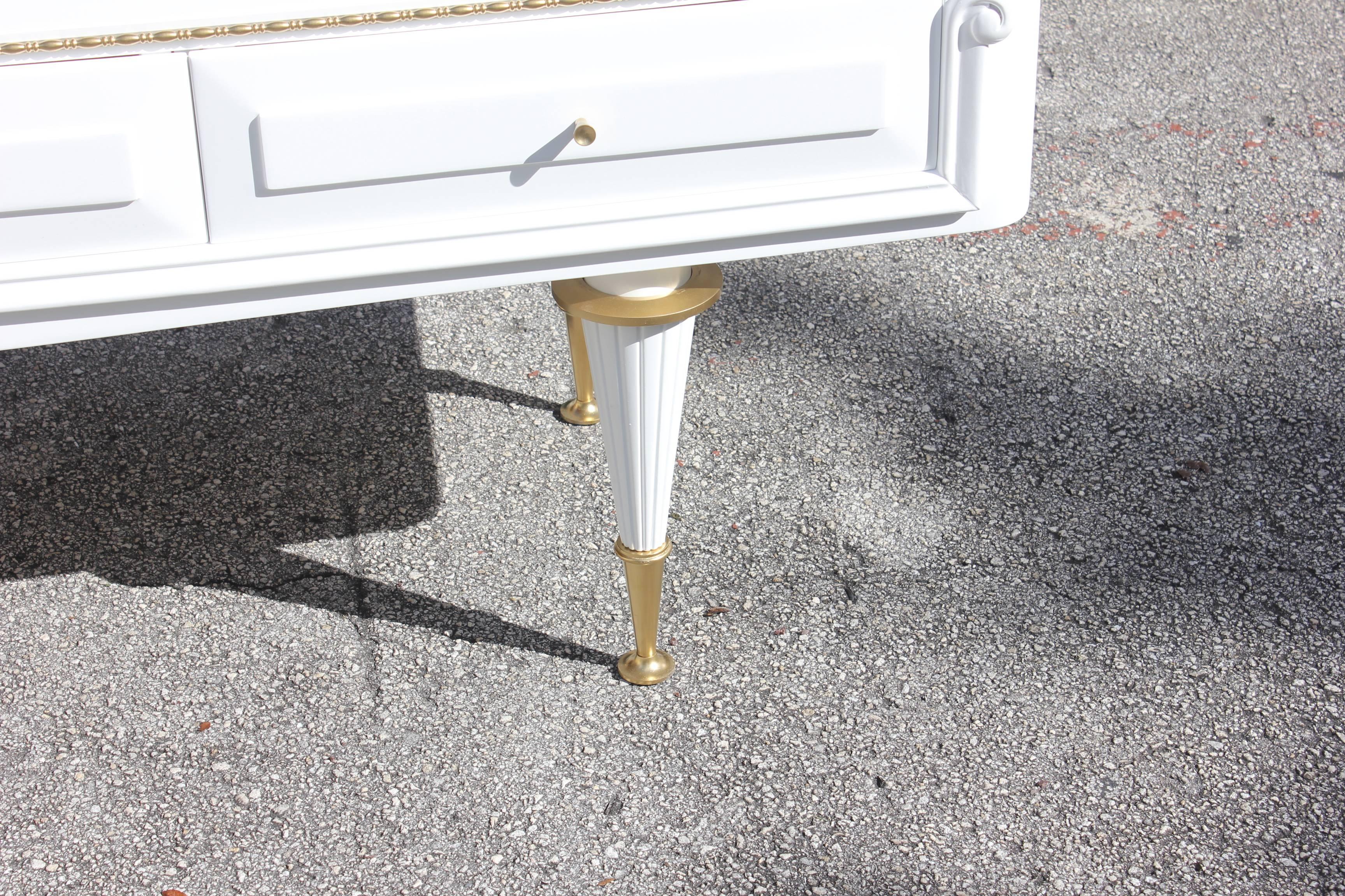 Bronze Beautiful French Art Deco Four-Drawer Snow White Sideboard or Buffet, 1940s For Sale