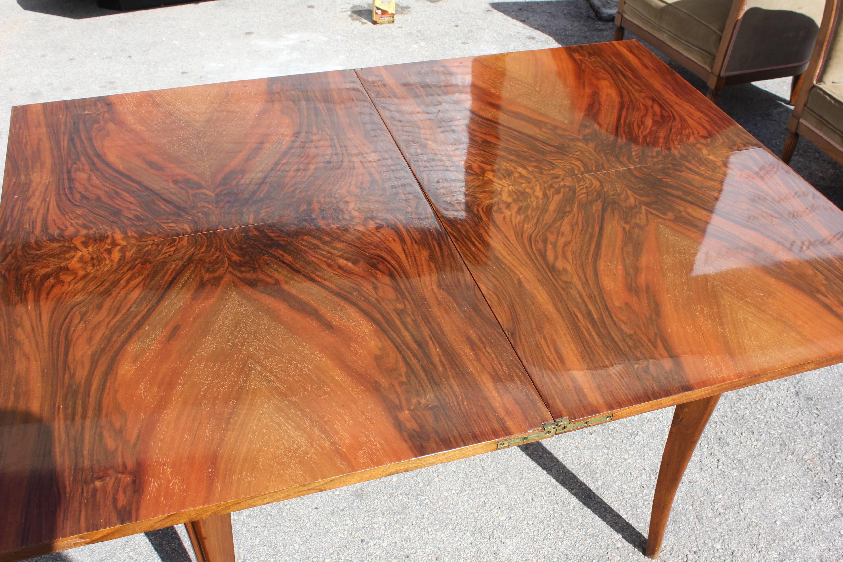 French Art Deco Exotic Walnut Gaming Table, circa 1940s 3
