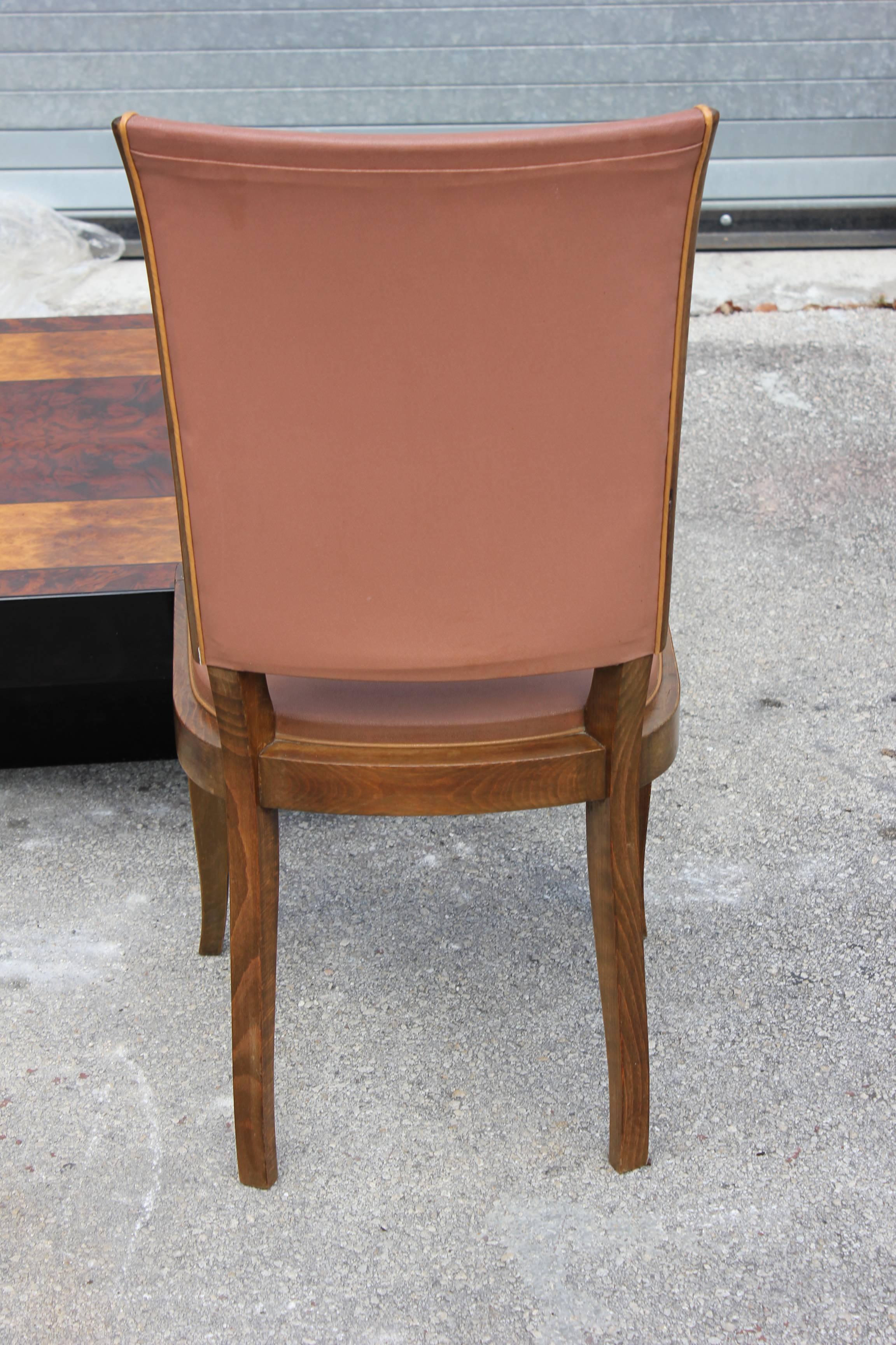 Mid-20th Century Suite of Six French Art Deco Classic Mahogany Dining Chairs, circa 1940s