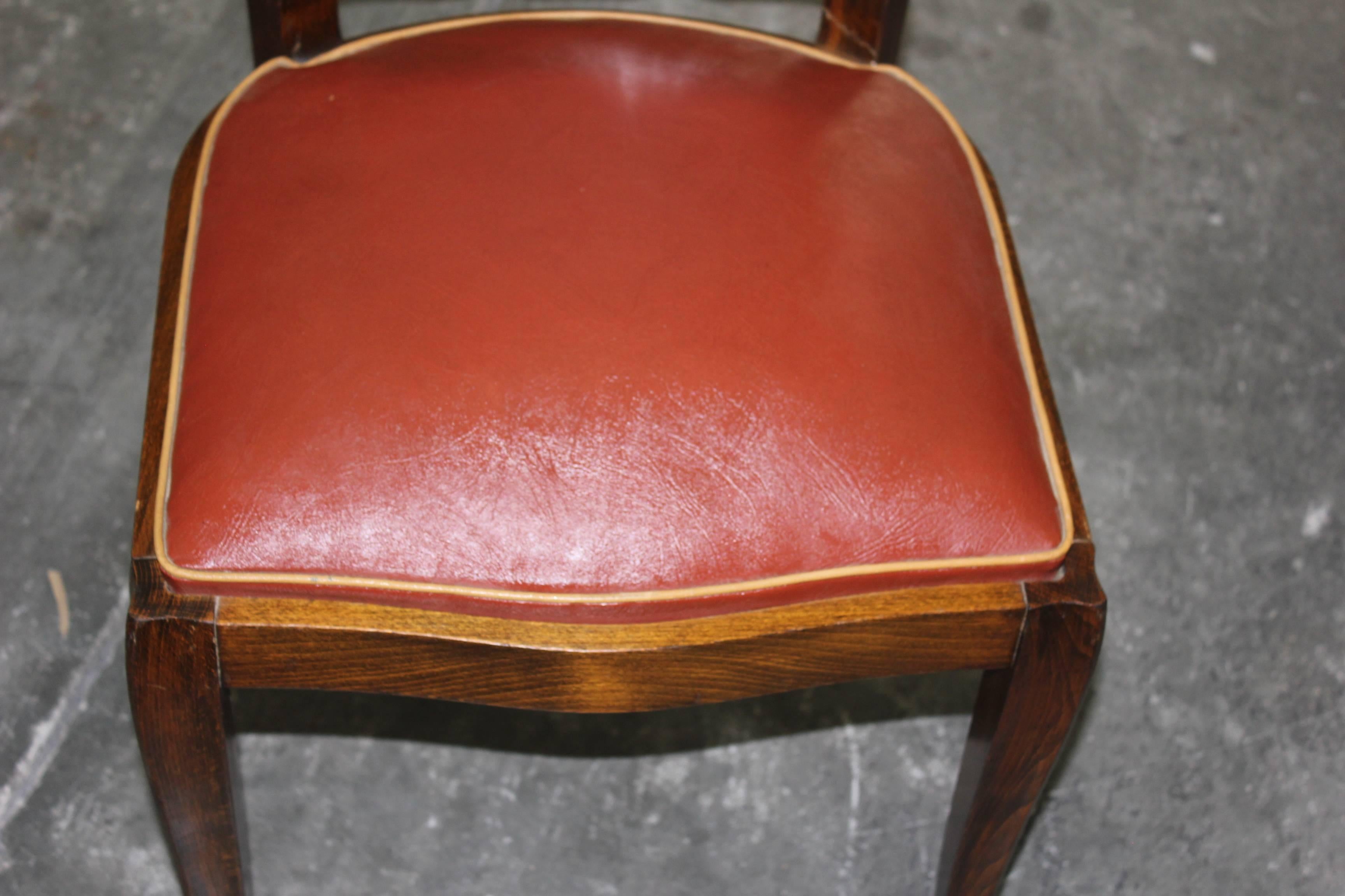 Mid-20th Century Suite of Six French Art Deco Mahogany Dining Chairs by Rafael, circa 1940s
