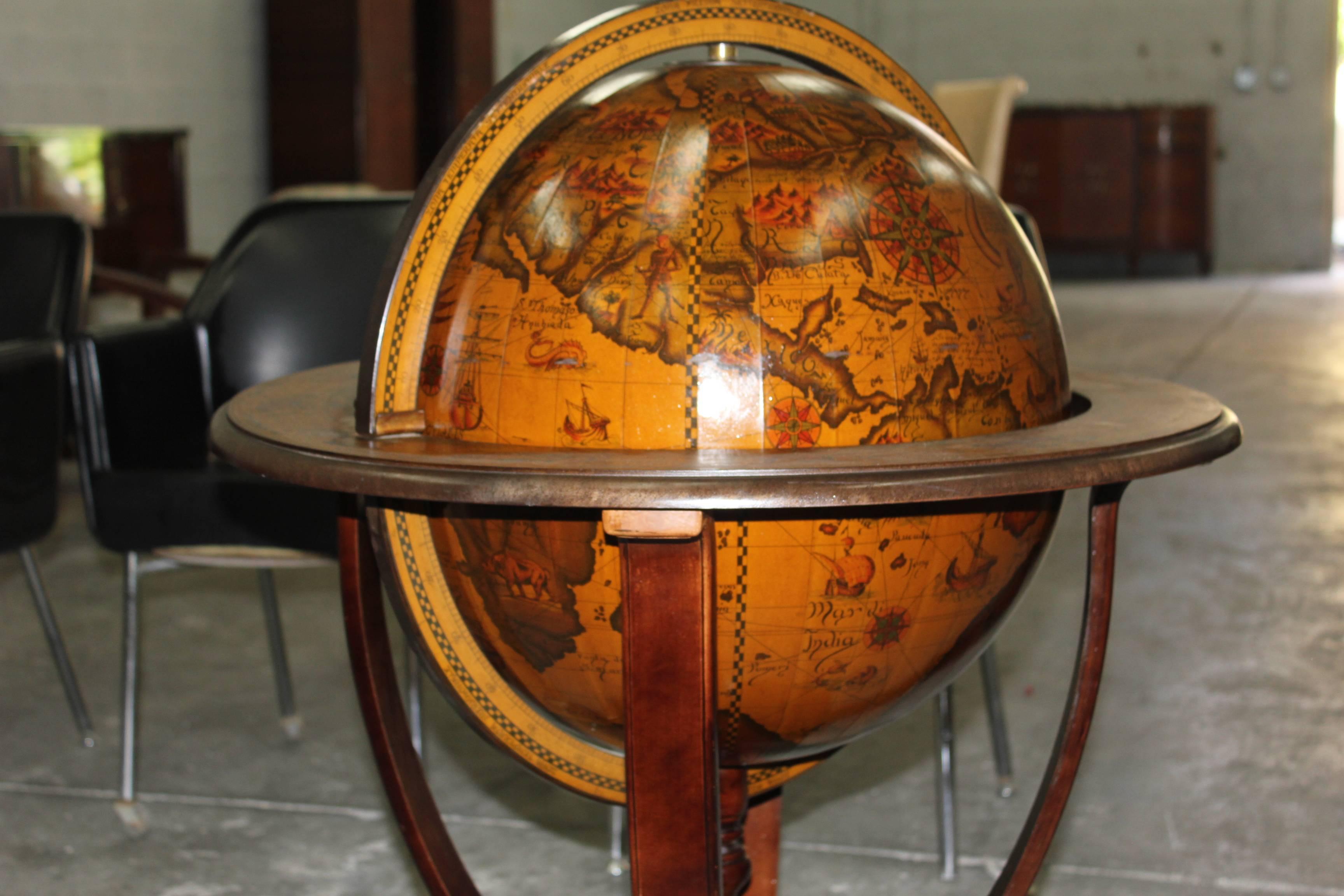 A French Art Deco world globe bar, circa 1940s.