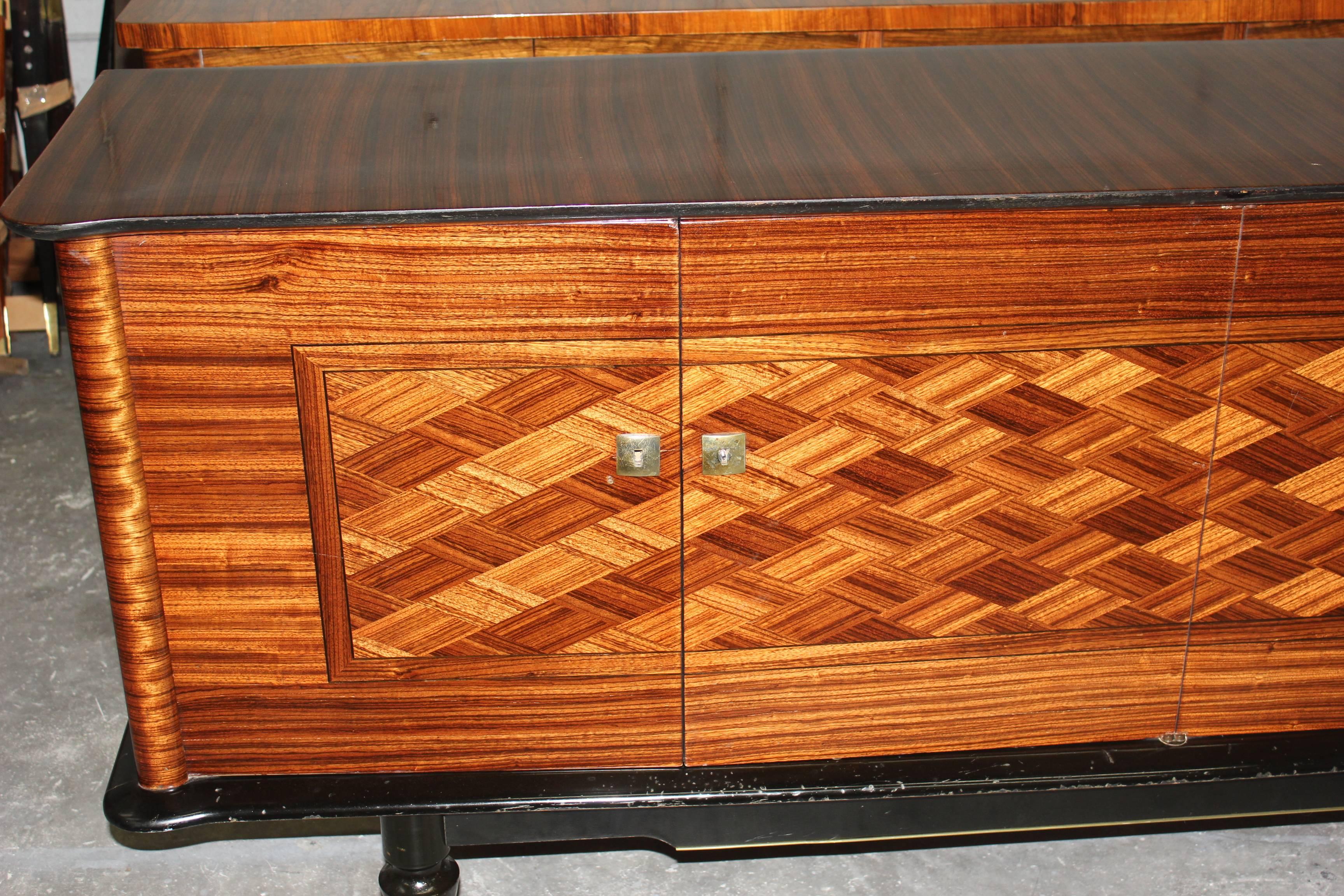 French Art Deco Exotic Macassar Ebony Buffet, circa 1940s In Excellent Condition In Hialeah, FL