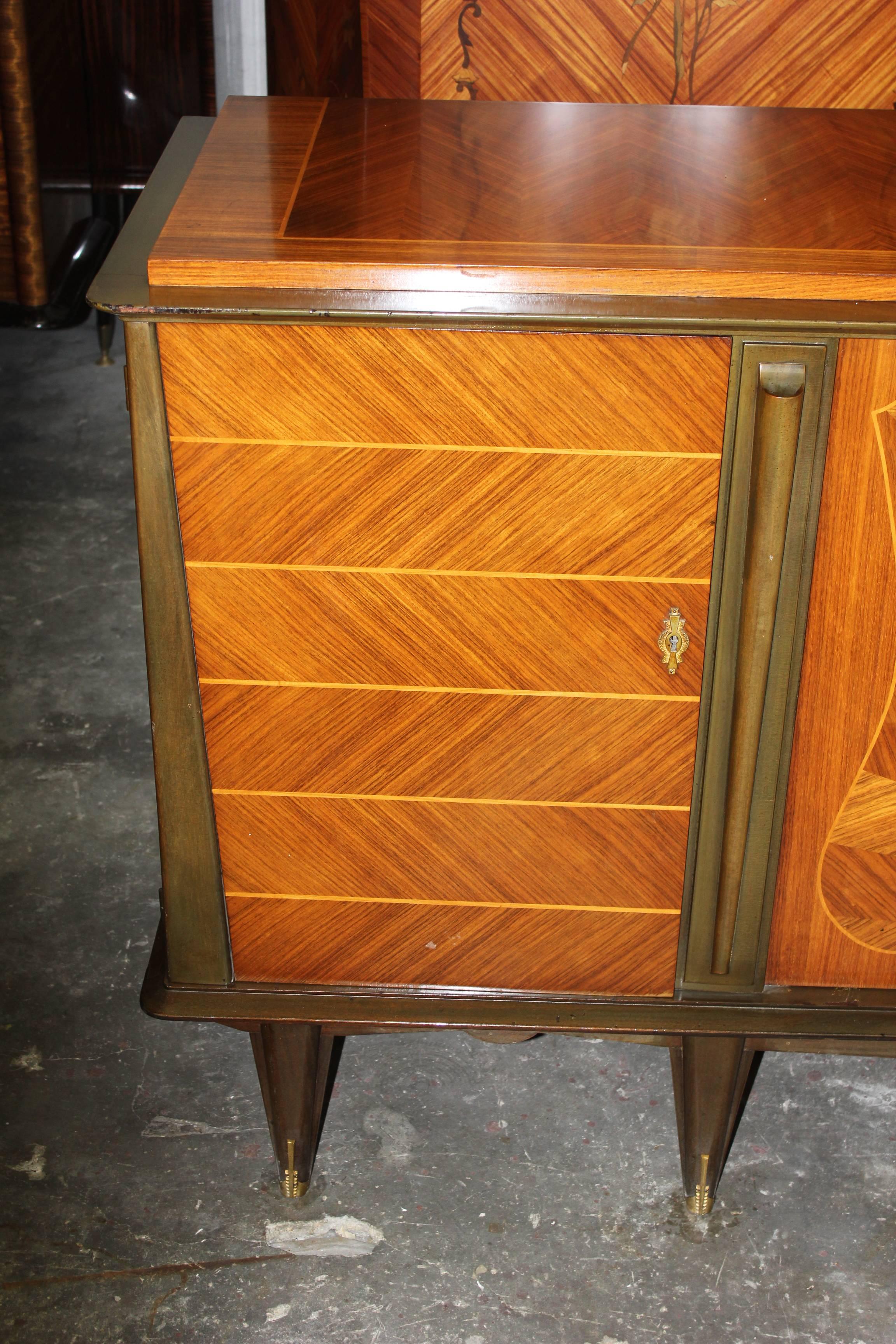 French Art Deco Sideboard / Buffet  Palisander Sunray, circa 1940's In Excellent Condition In Hialeah, FL