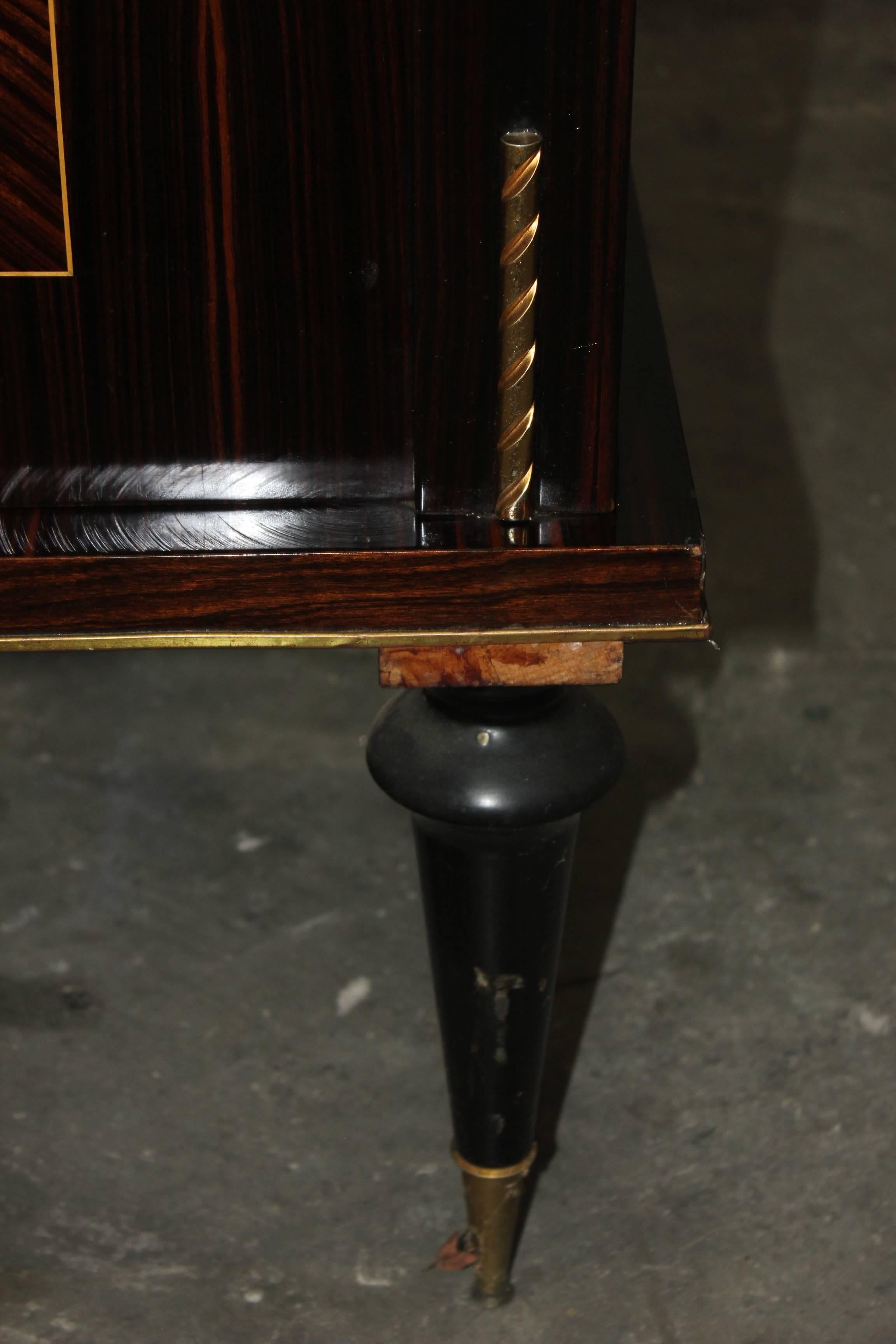 French Art Deco Sideboard / Buffet  Macassar Ebony Zigzag, circa 1940s 1