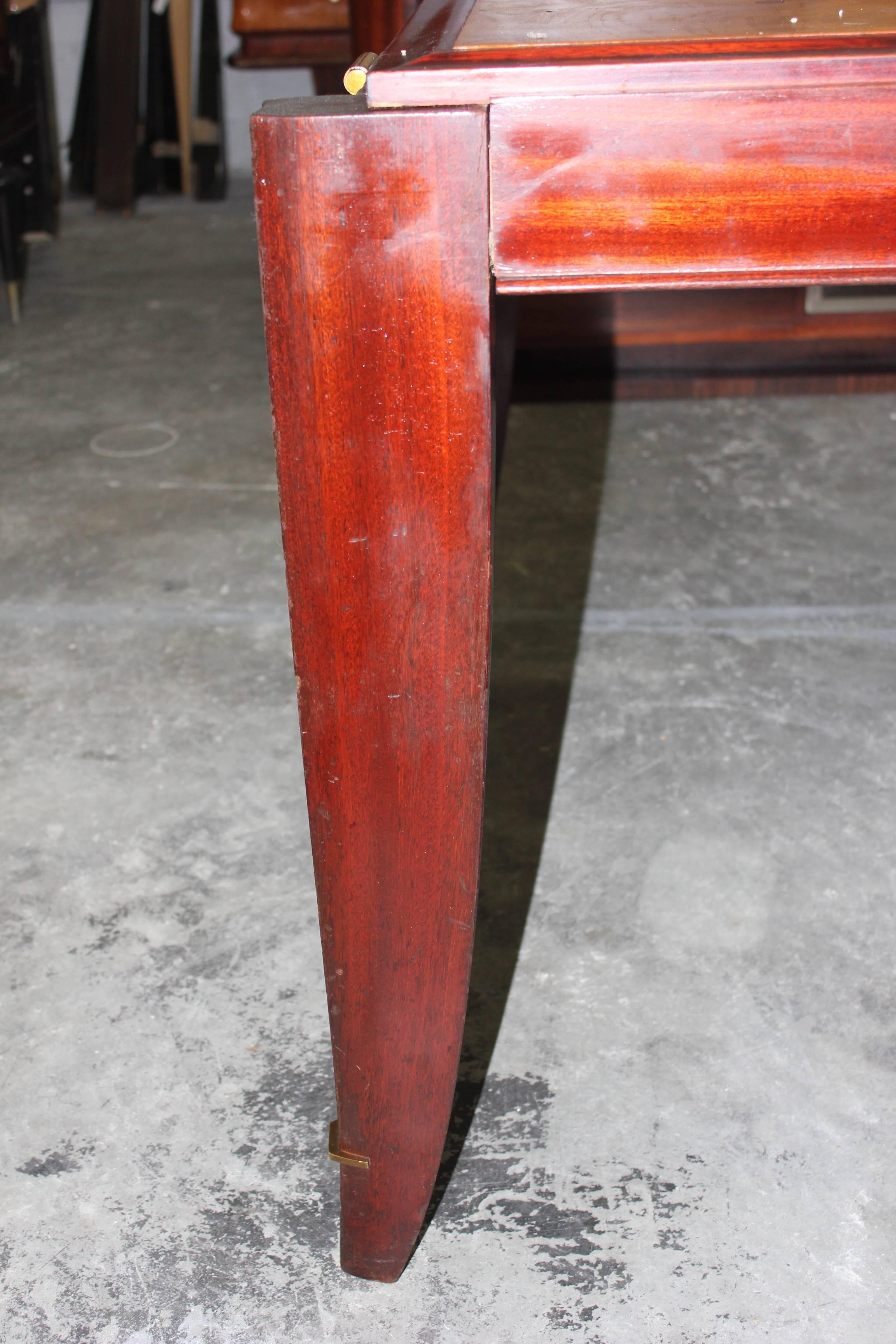 French Art Deco Sycamore with Mahogany Dining Table, circa 1940s 3